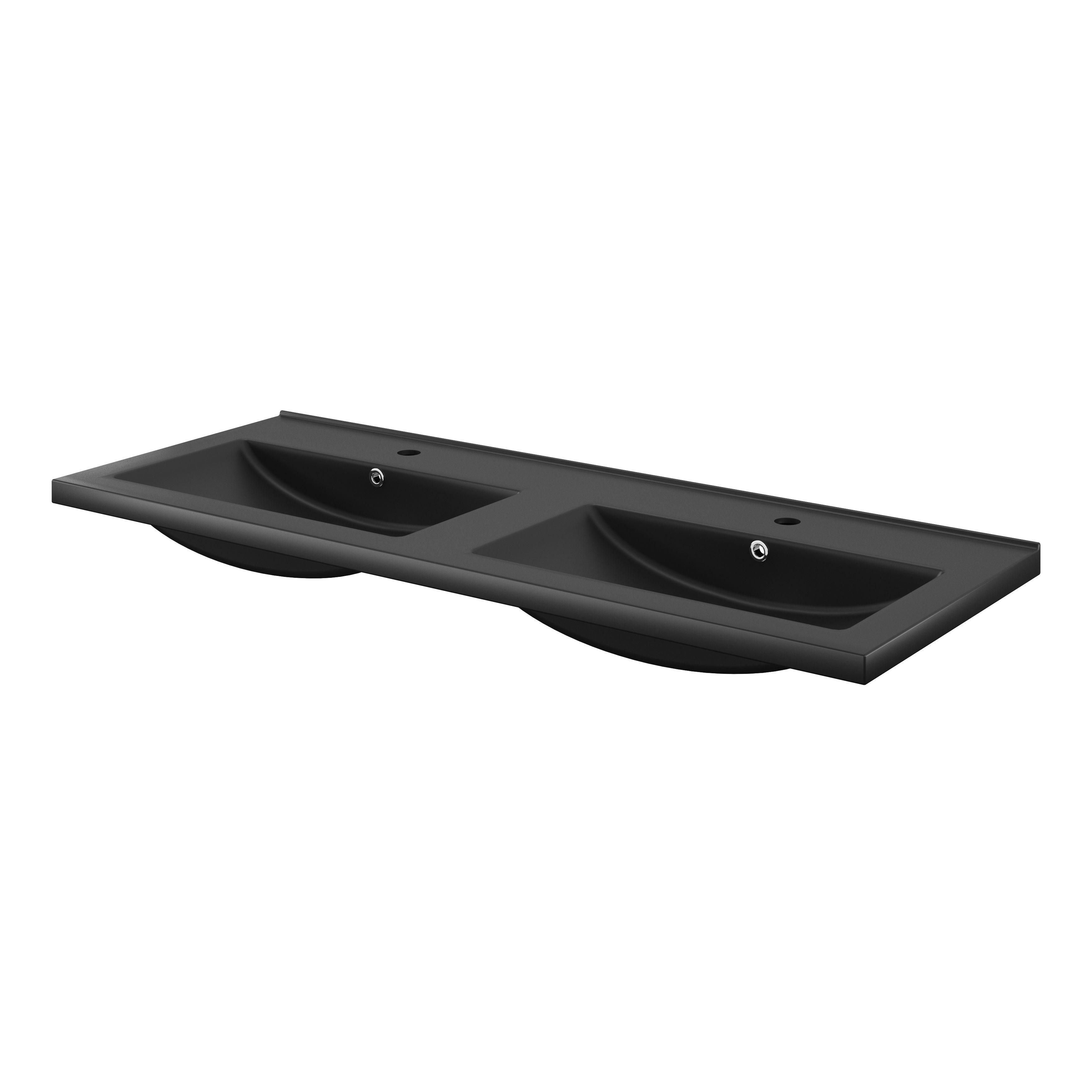 GoodHome Nira Black Rectangular Countermounted Vanity Basin (W)120.4cm