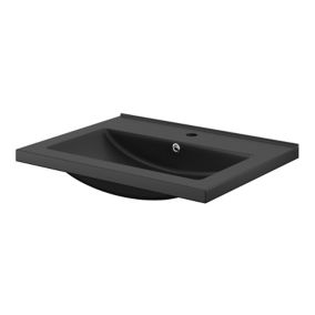 GoodHome Nira Black Rectangular Counter-mounted Vanity Basin (W)60.4cm