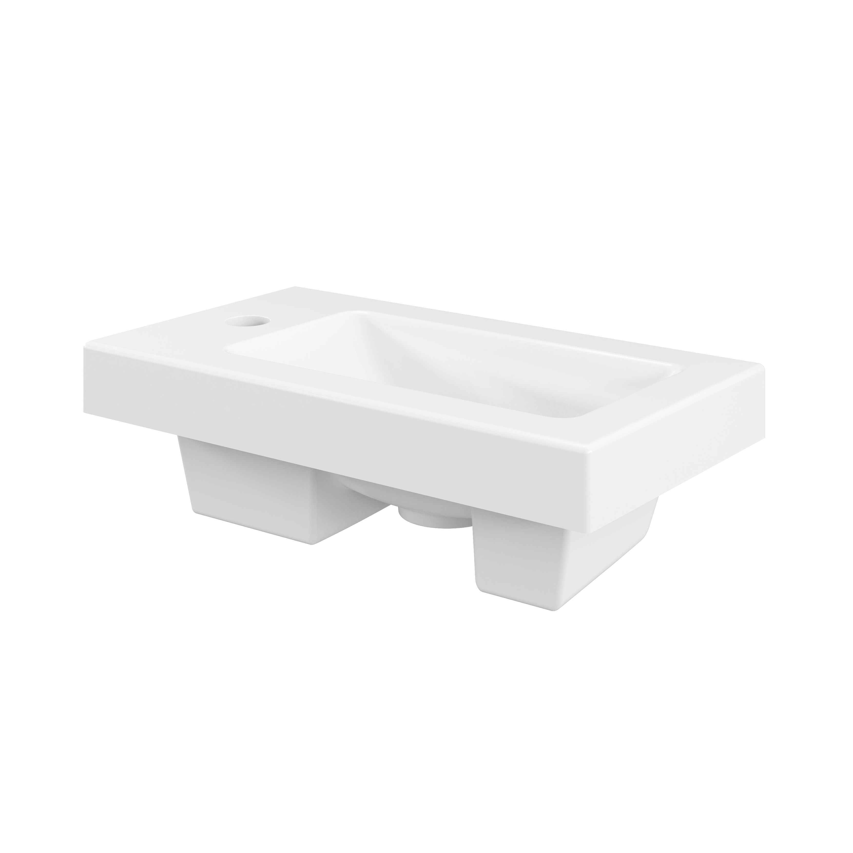 GoodHome Nira Gloss White Rectangular Cloakroom Basin (W)44.4cm