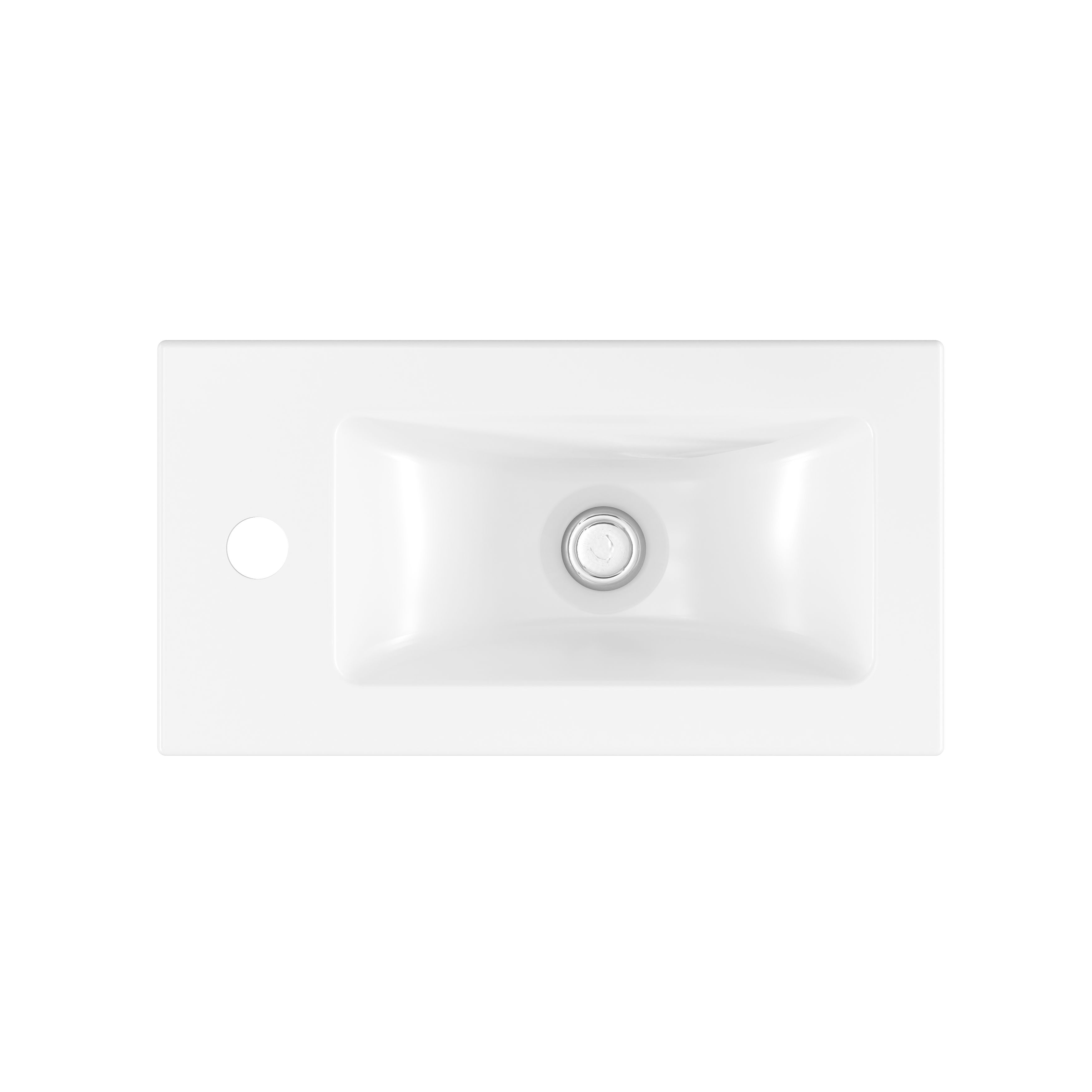 GoodHome Nira Gloss White Rectangular Cloakroom Basin (W)44.4cm