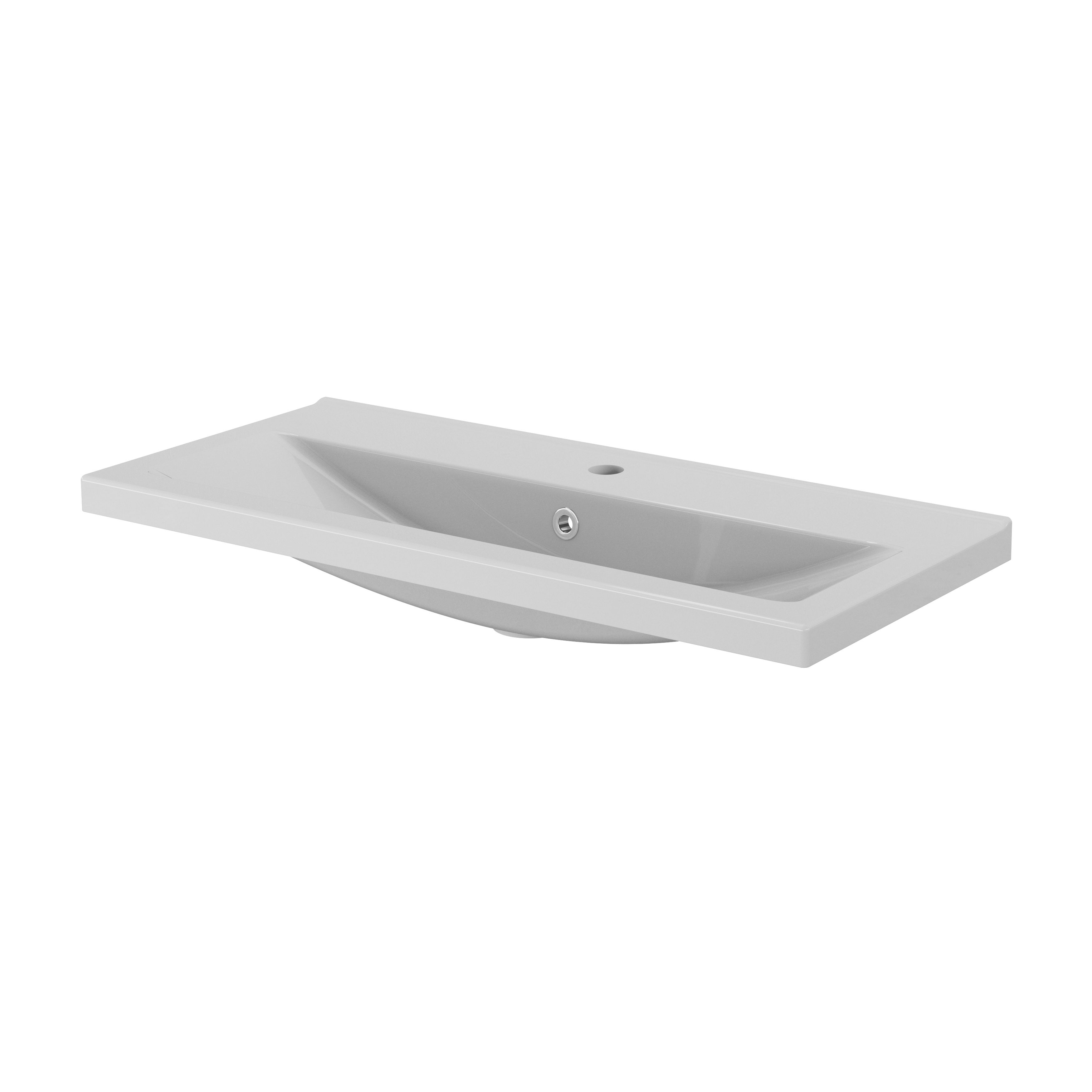 GoodHome Nira Gloss White Rectangular Vanity Basin (W)80cm