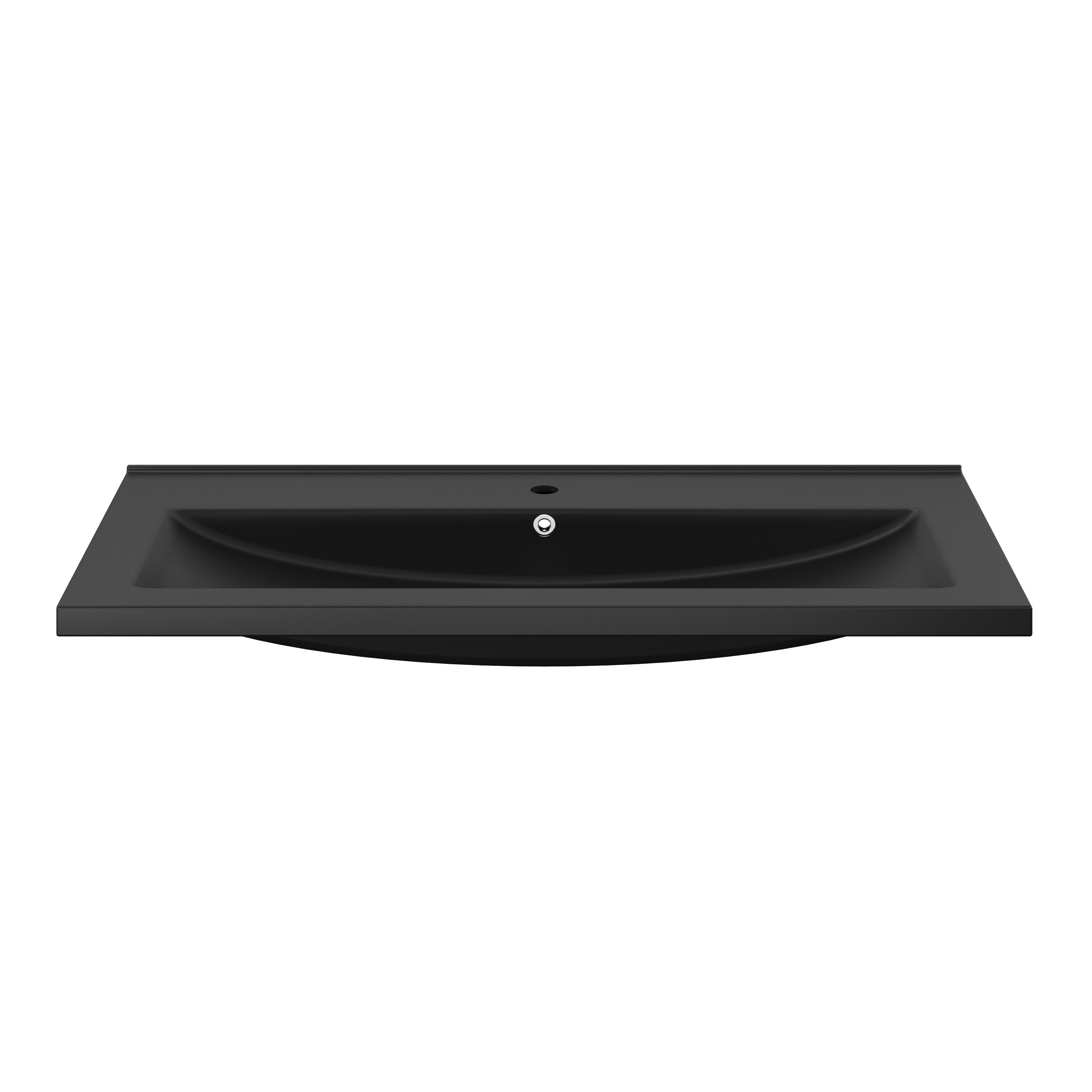 GoodHome Nira Matt Black Rectangular Vanity Basin (W)101.5cm