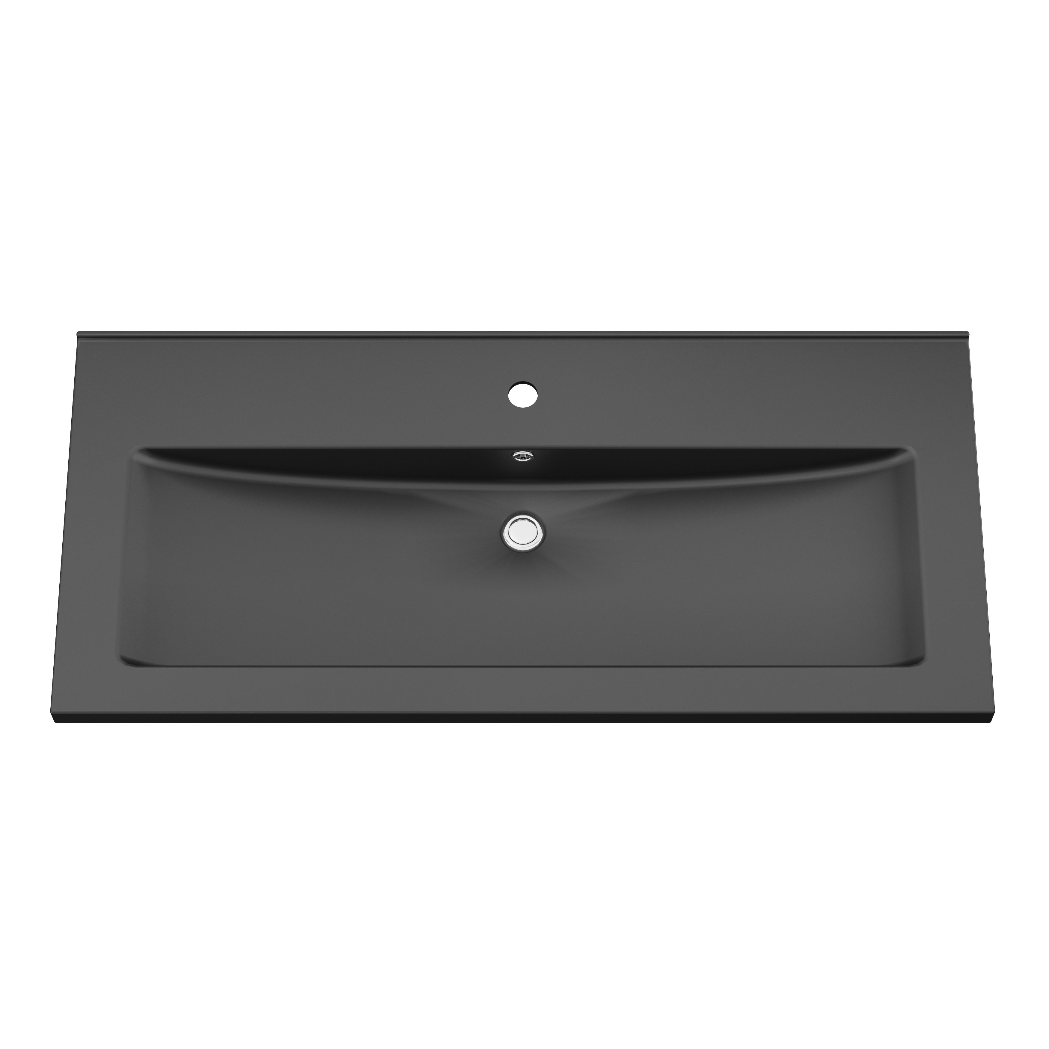 GoodHome Nira Matt Black Rectangular Vanity Basin (W)101.5cm