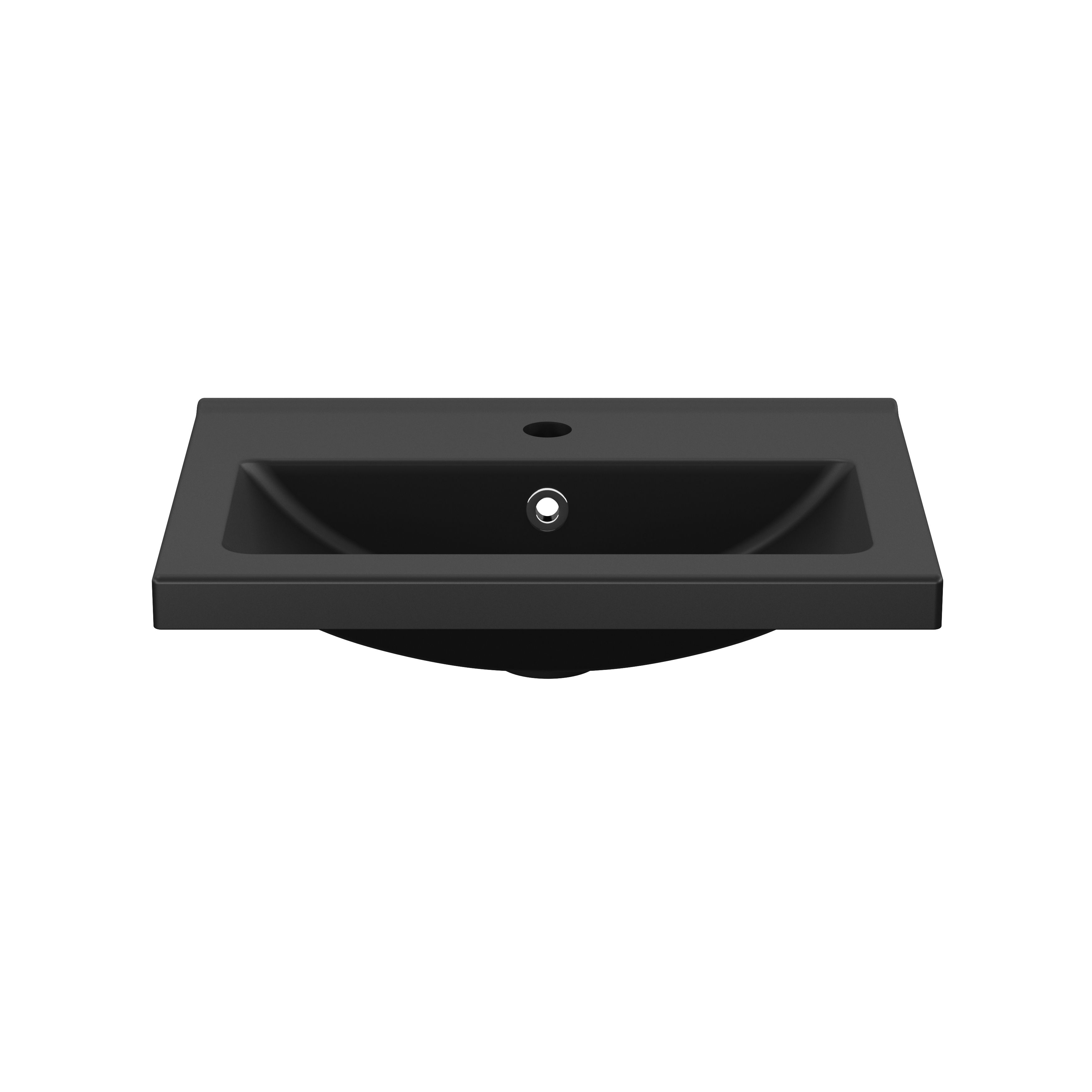 GoodHome Nira Matt Black Rectangular Vanity Basin (W)50cm