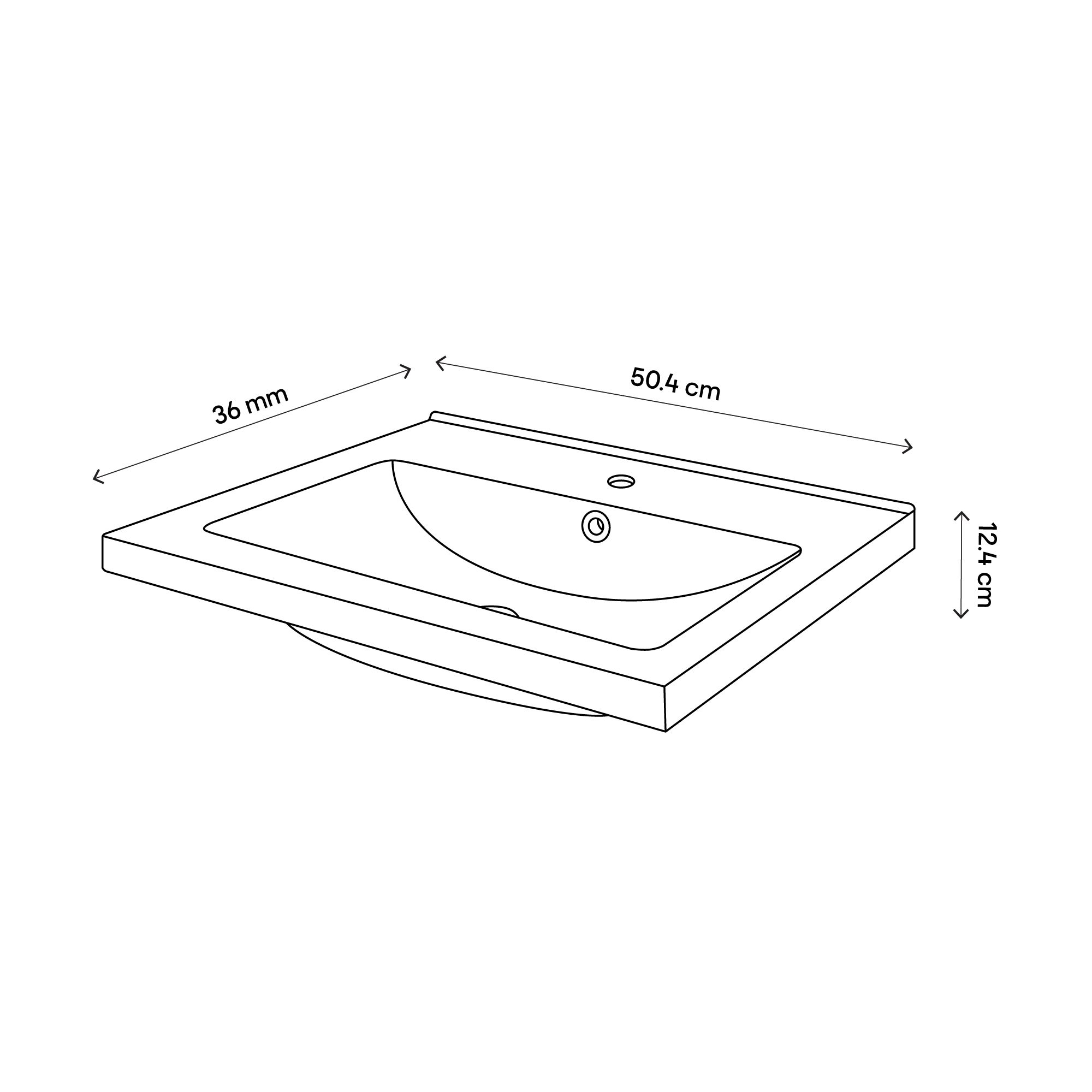 GoodHome Nira Matt Black Rectangular Vanity Basin (W)50cm