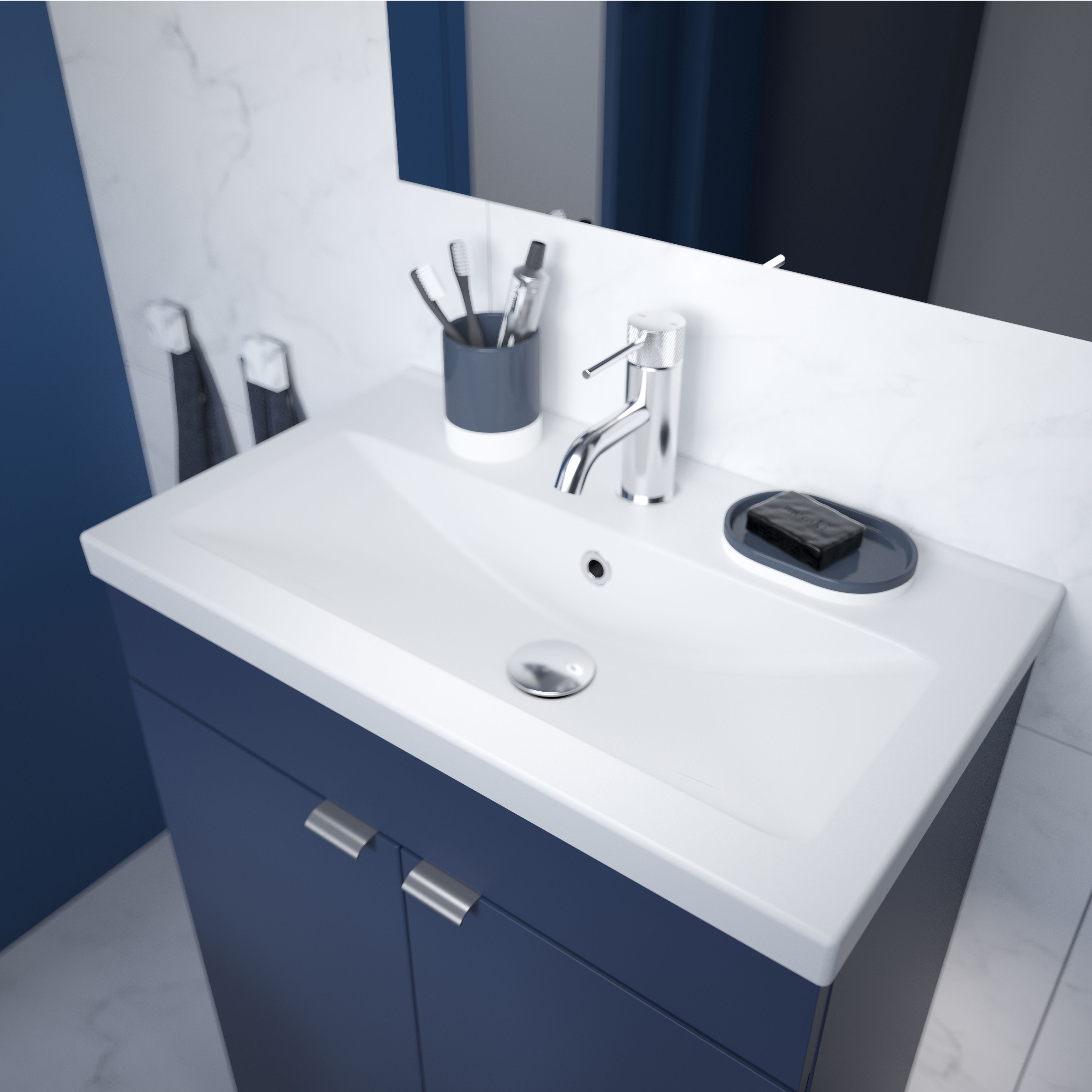 GoodHome Nira Slimline Gloss White Rectangular Single Vanity Basin (W)60.4cm