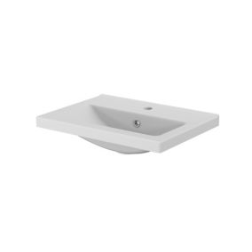 GoodHome Nira White Rectangular Counter-mounted Vanity Basin (W)50.4cm