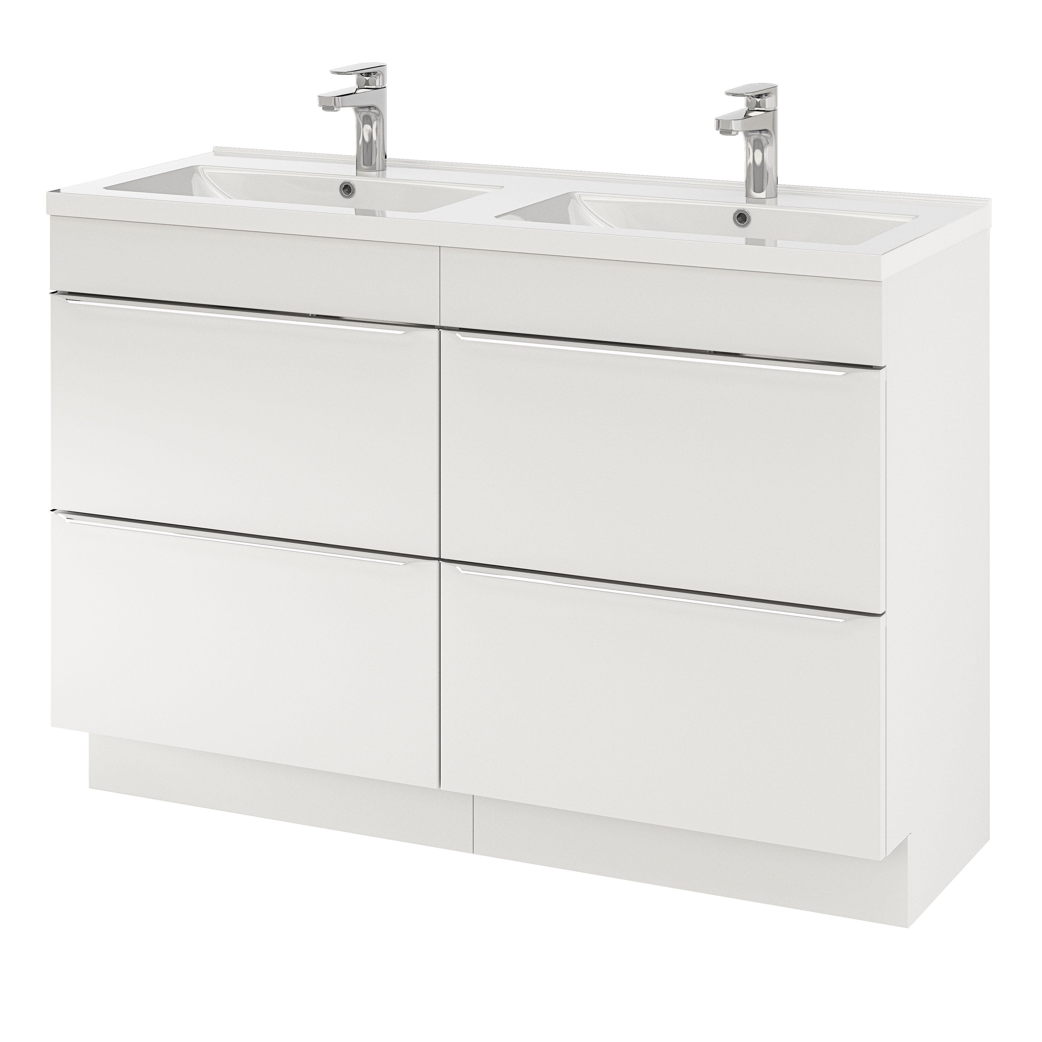 GoodHome Nira White Rectangular Vanity Basin (W)120cm