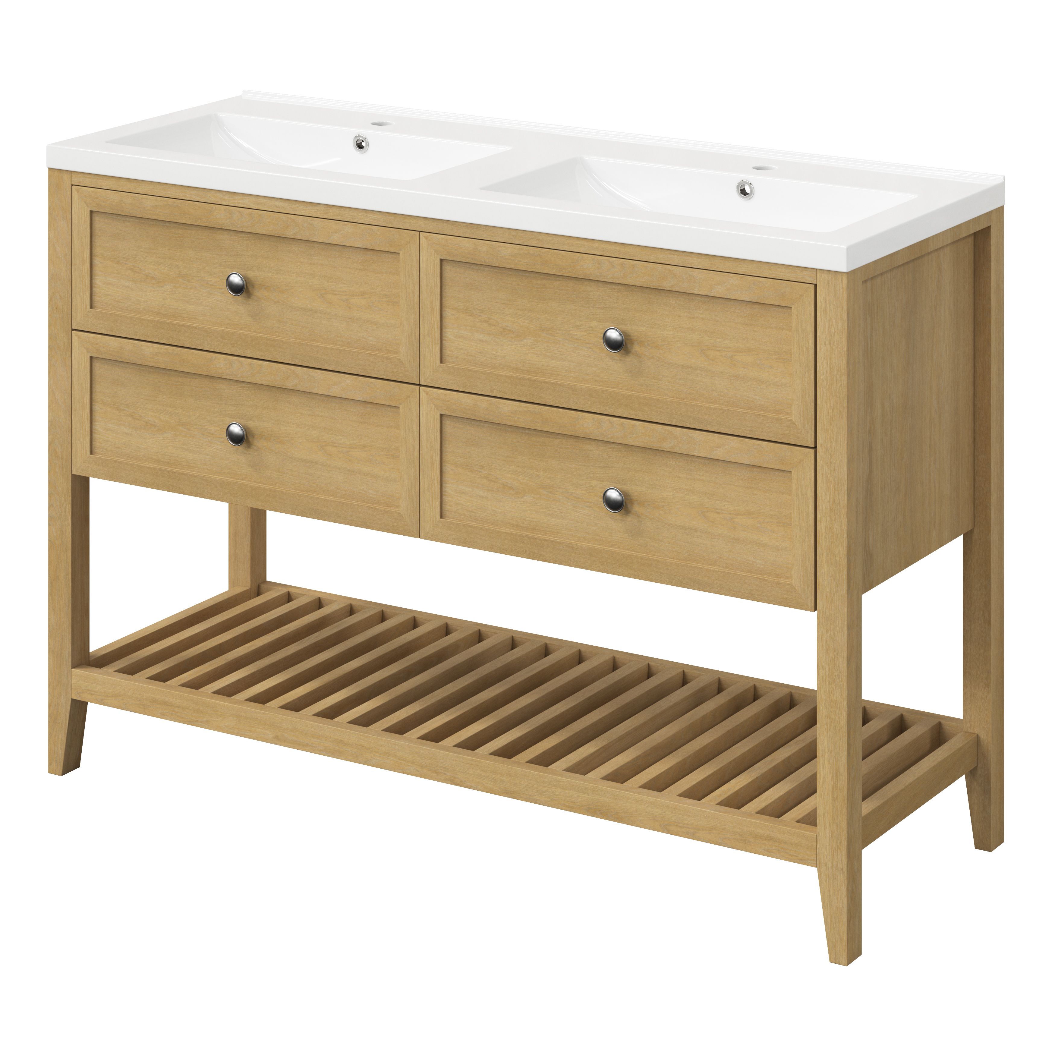 GoodHome Nira White Rectangular Vanity Basin (W)120cm