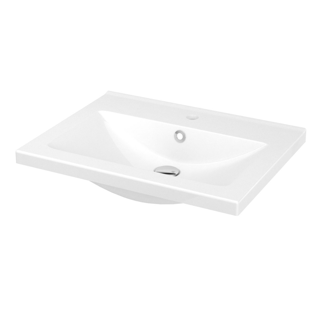 GoodHome Nira White Rectangular Vanity Basin (W)61.4cm