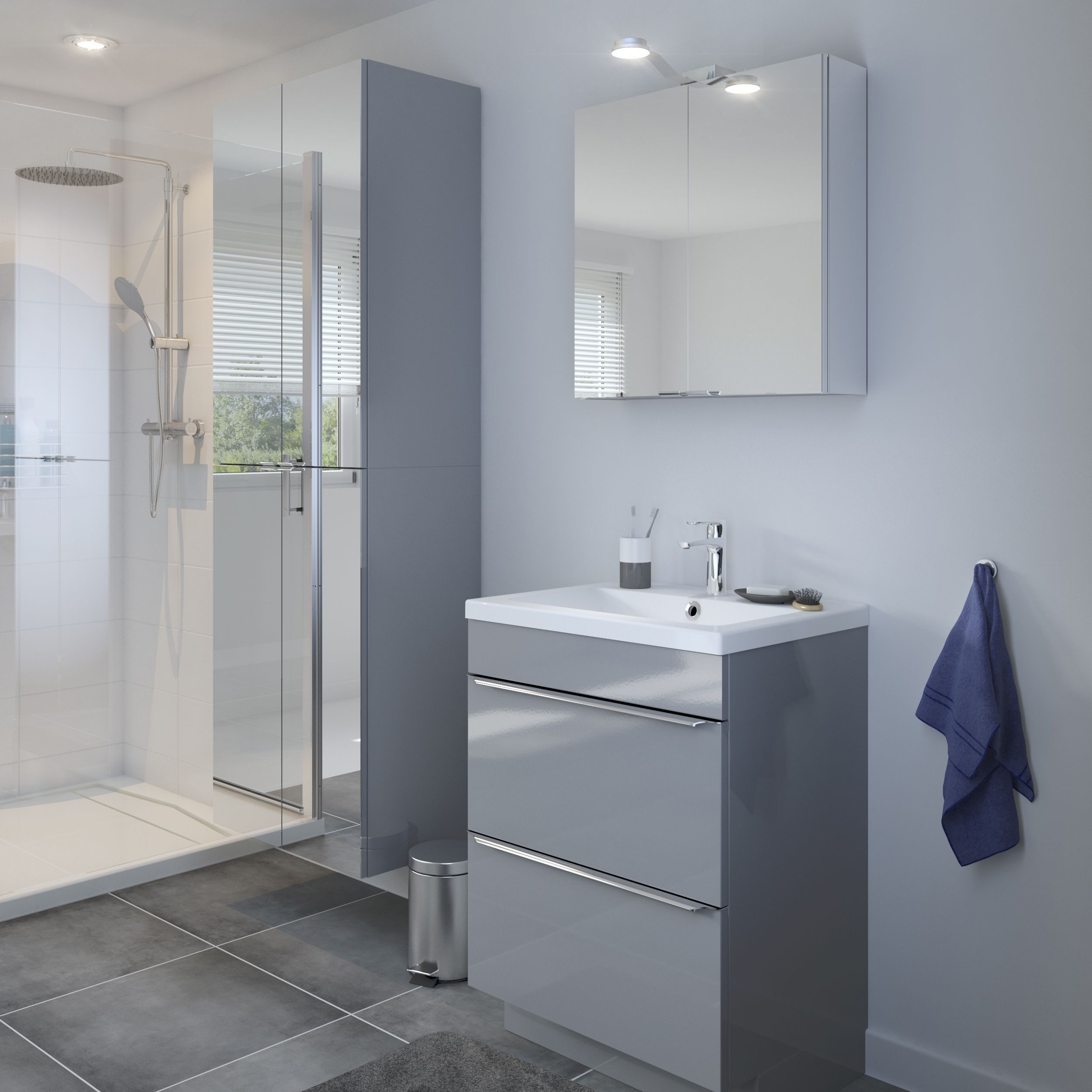 GoodHome Nira White Rectangular Vanity Basin (W)61.4cm