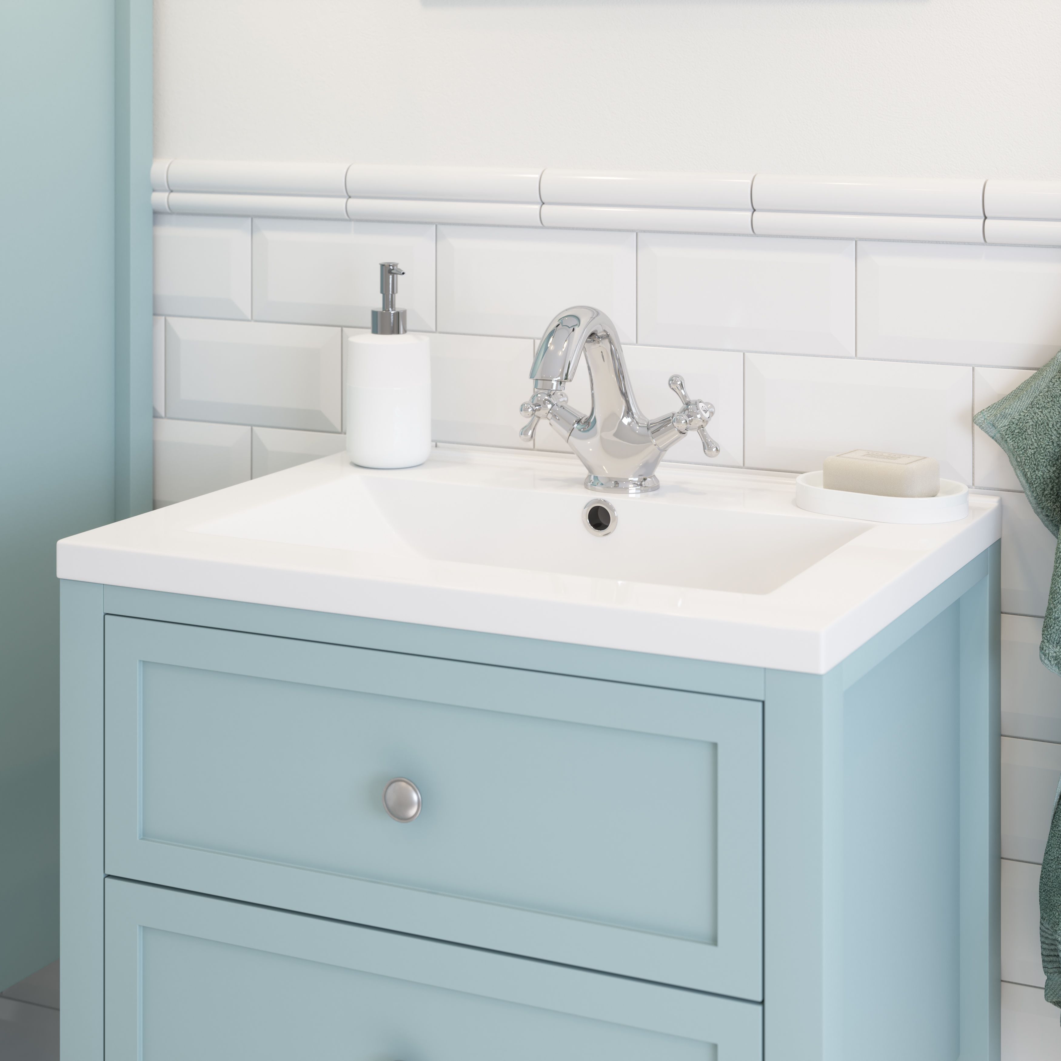 GoodHome Nira White Rectangular Vanity Basin (W)61.4cm