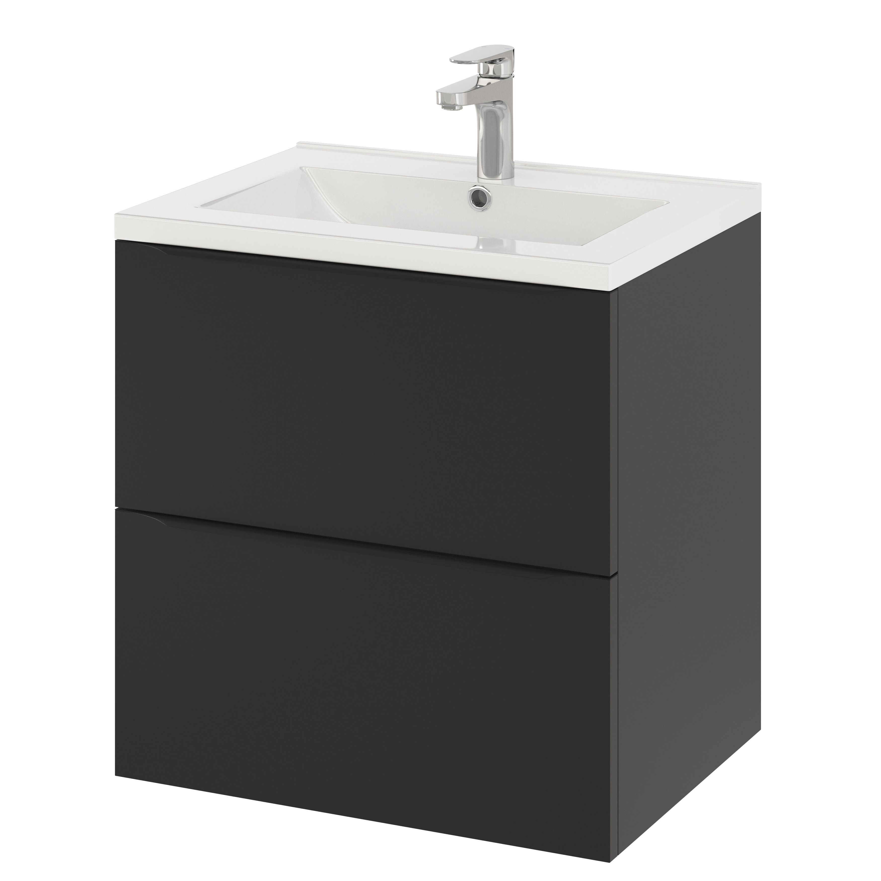 GoodHome Nira White Rectangular Vanity Basin (W)61.4cm