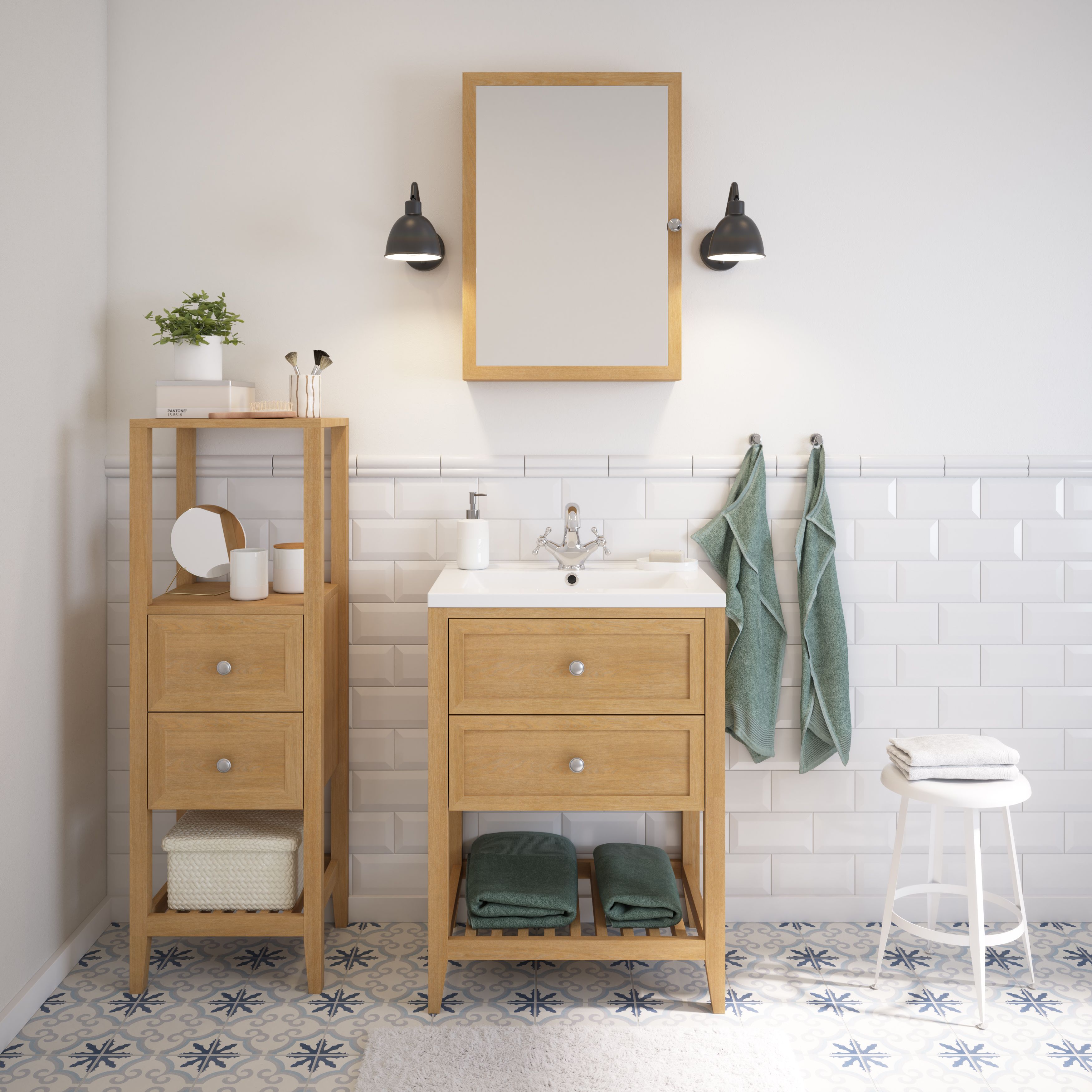GoodHome Nira White Rectangular Vanity Basin (W)61.4cm