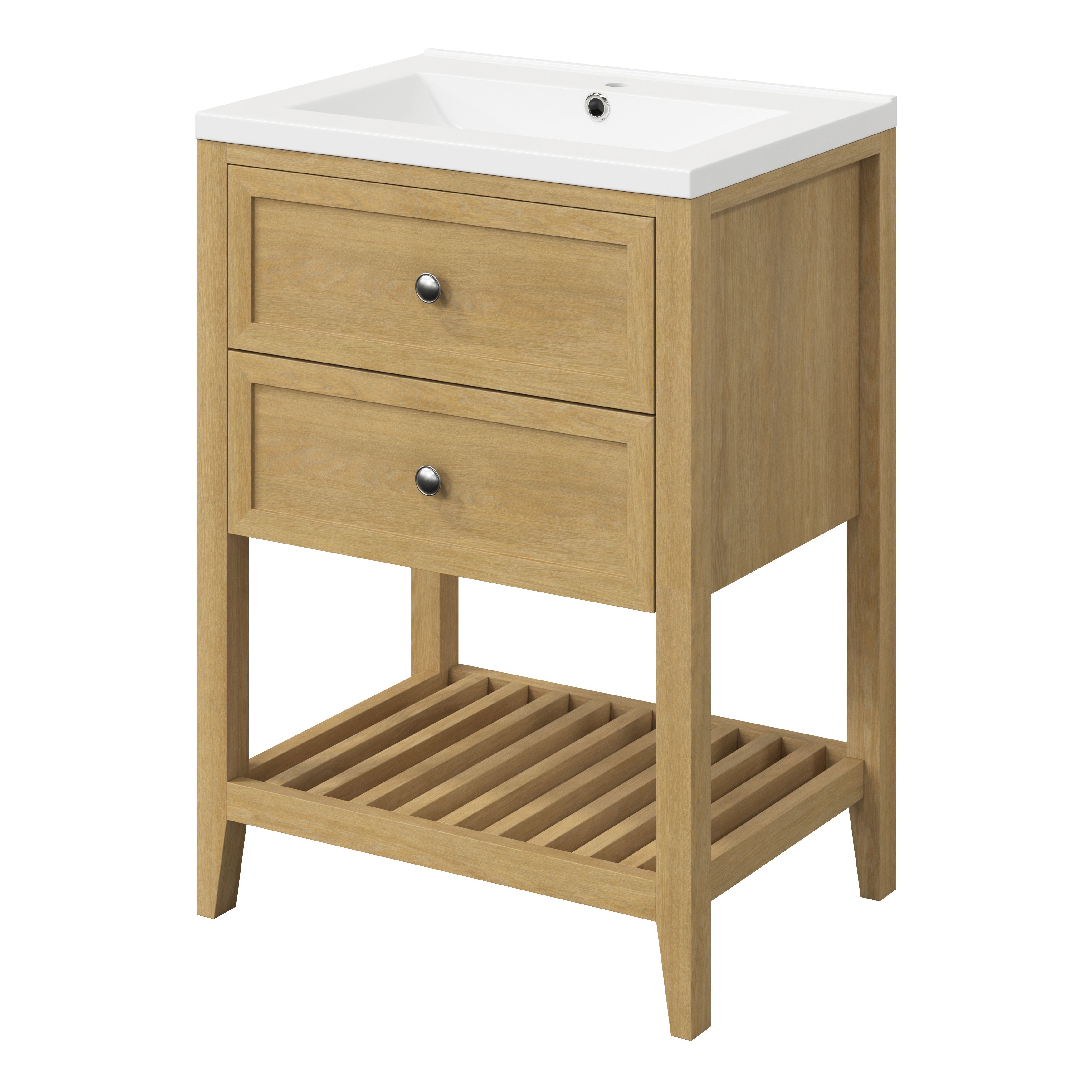 GoodHome Nira White Rectangular Vanity Basin (W)61.4cm