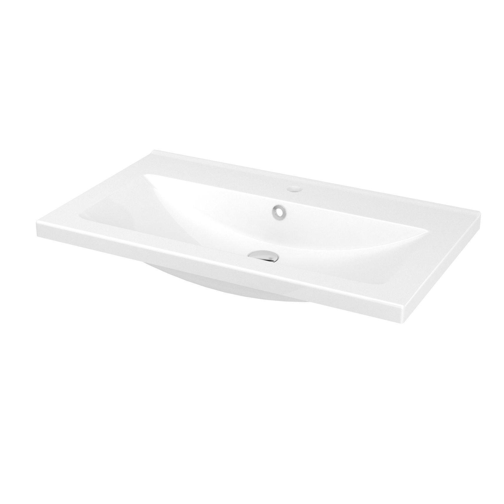 GoodHome Nira White Rectangular Vanity Basin (W)81cm