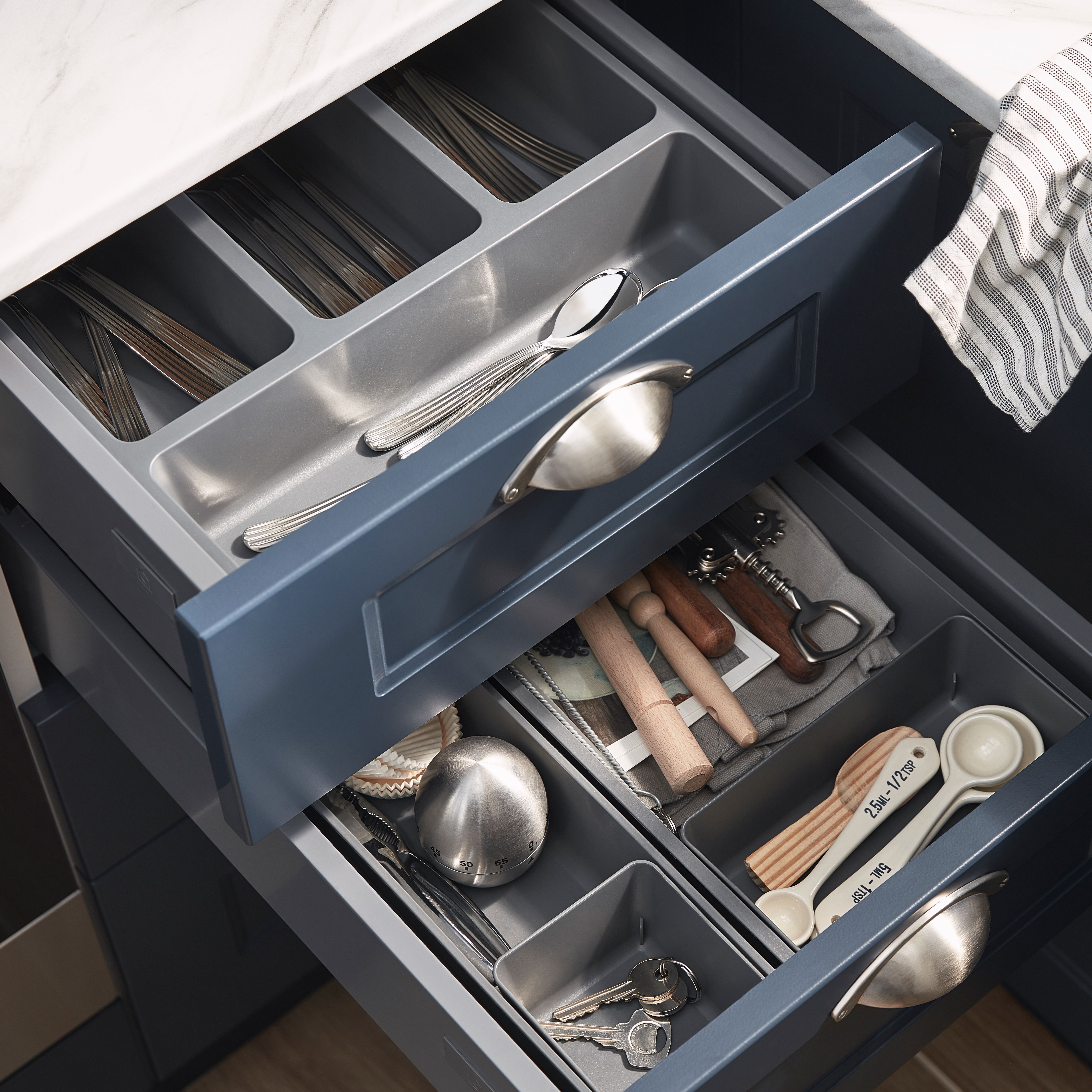 GoodHome Nitaki Anthracite ABS plastic Cutlery tray, (H)60mm (W)100mm