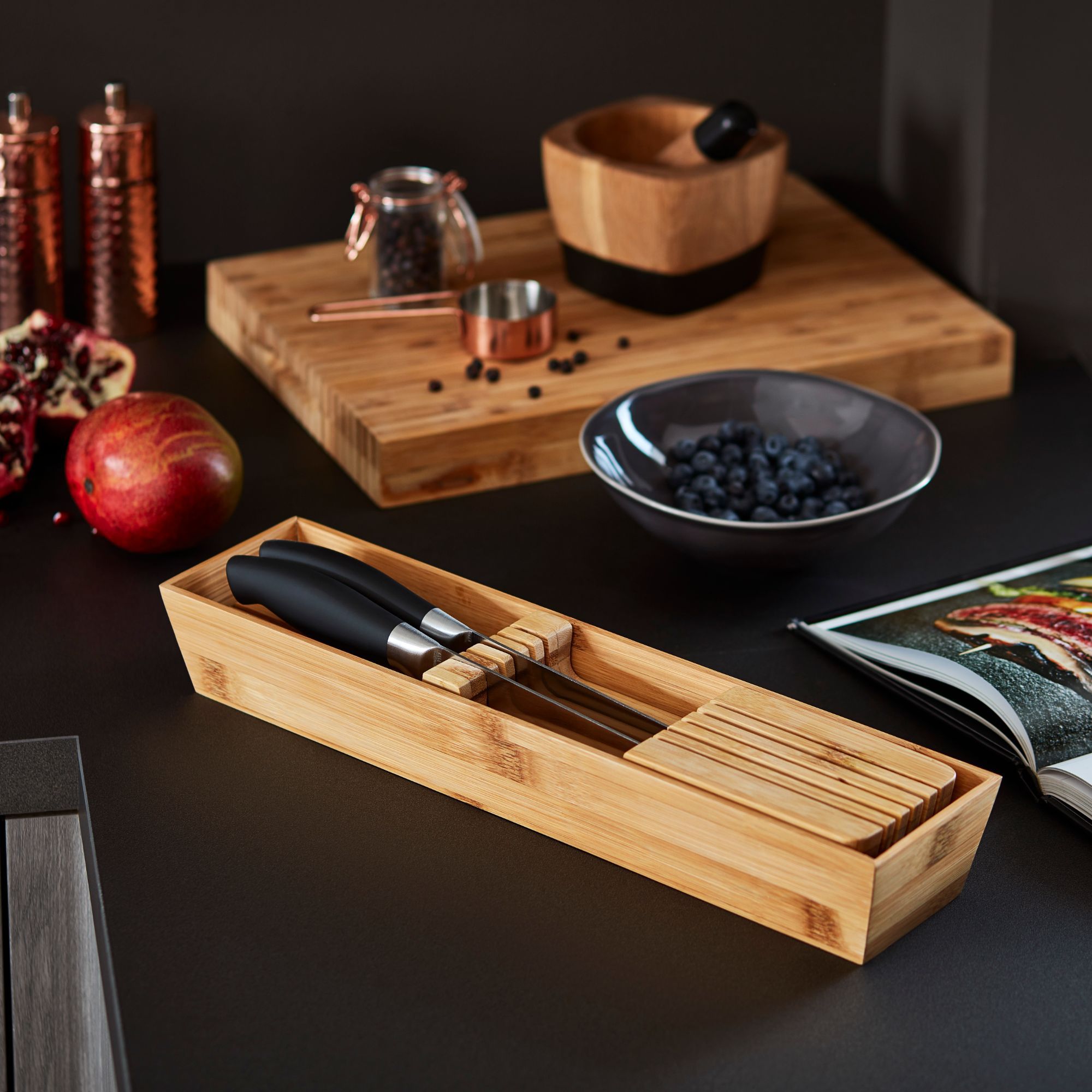 GoodHome Nitaki Bamboo Knife block