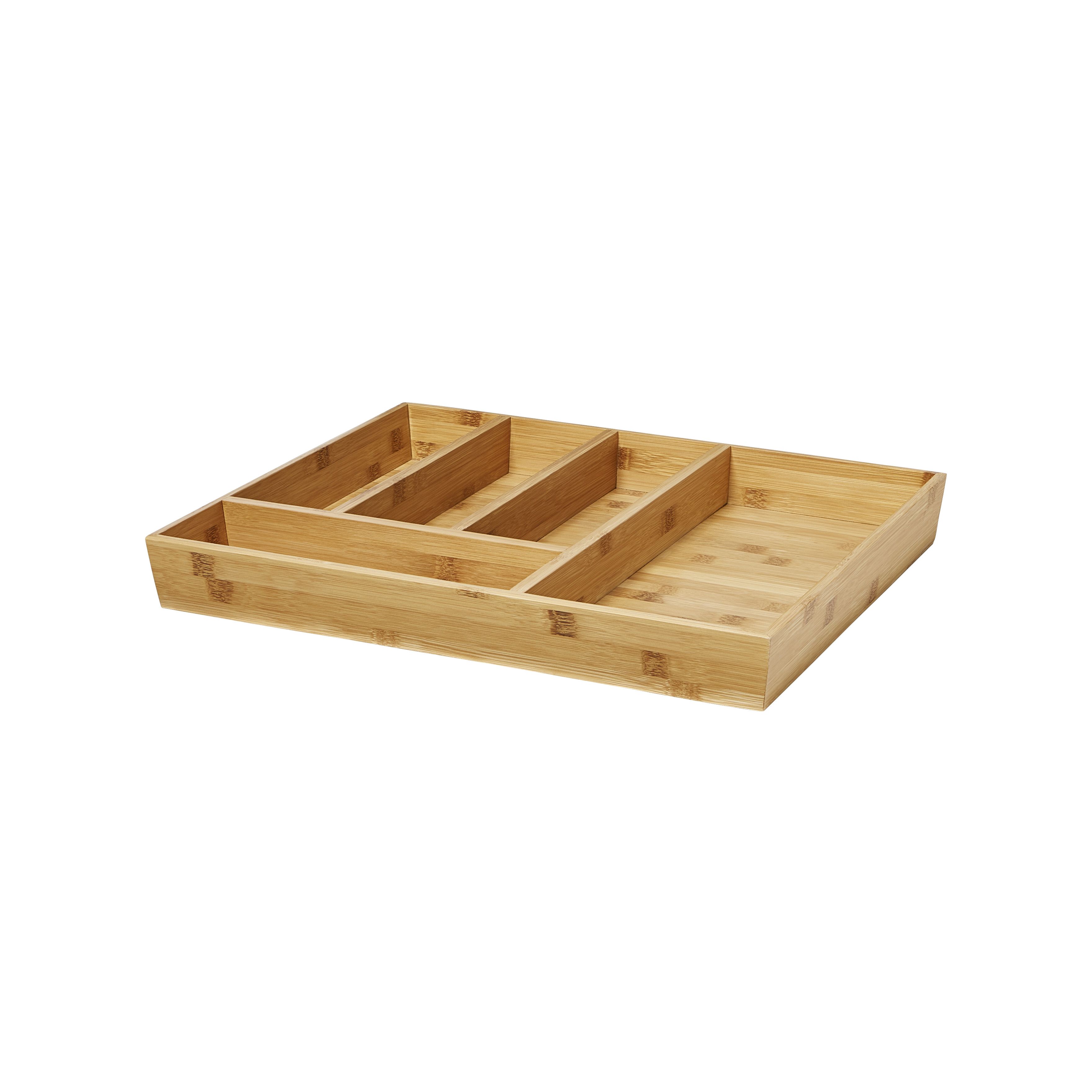 GoodHome Nitaki Bamboo & MDF Non-adjustable Cutlery tray, (H)60mm (W)514mm