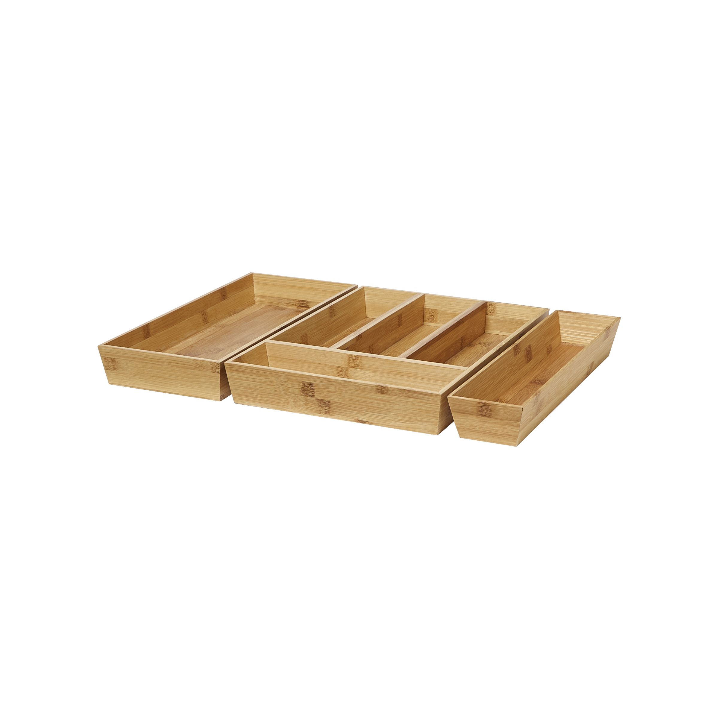 GoodHome Nitaki Natural Bamboo & MDF Cutlery tray, (H)60mm (W)198mm