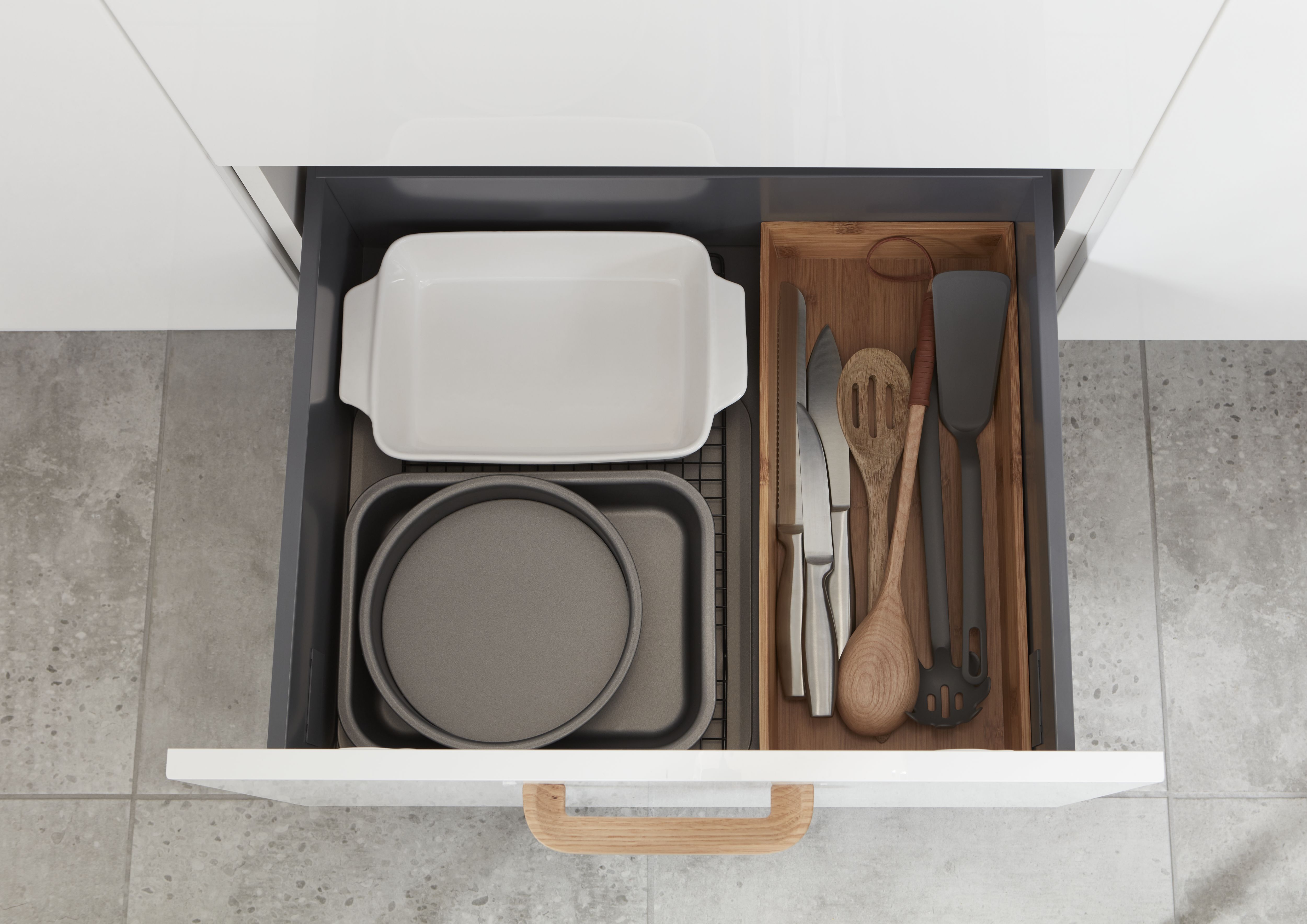 GoodHome Nitaki Natural Bamboo & MDF Cutlery tray, (H)60mm (W)198mm