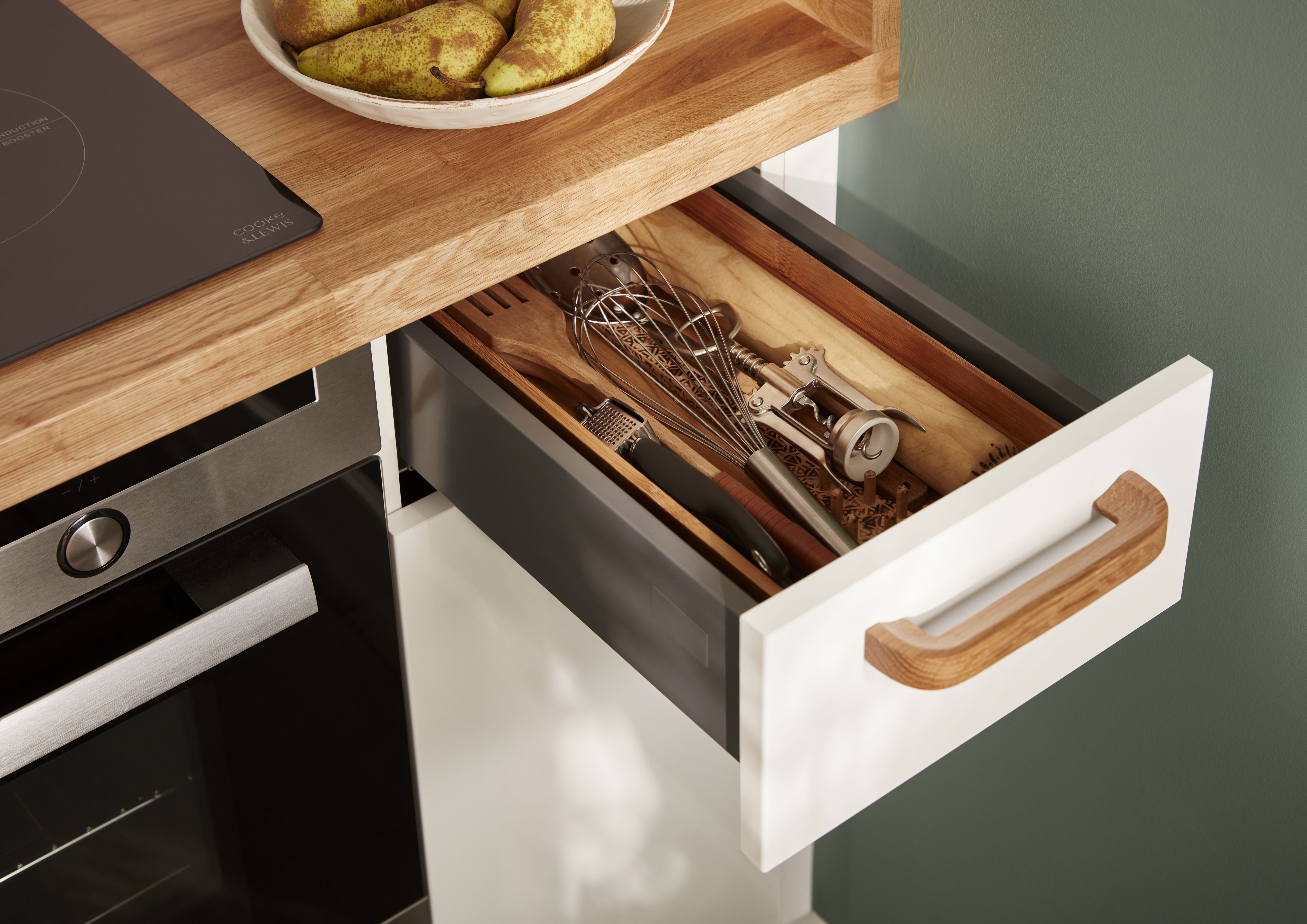 GoodHome Nitaki Natural Bamboo & MDF Cutlery tray, (H)60mm (W)198mm