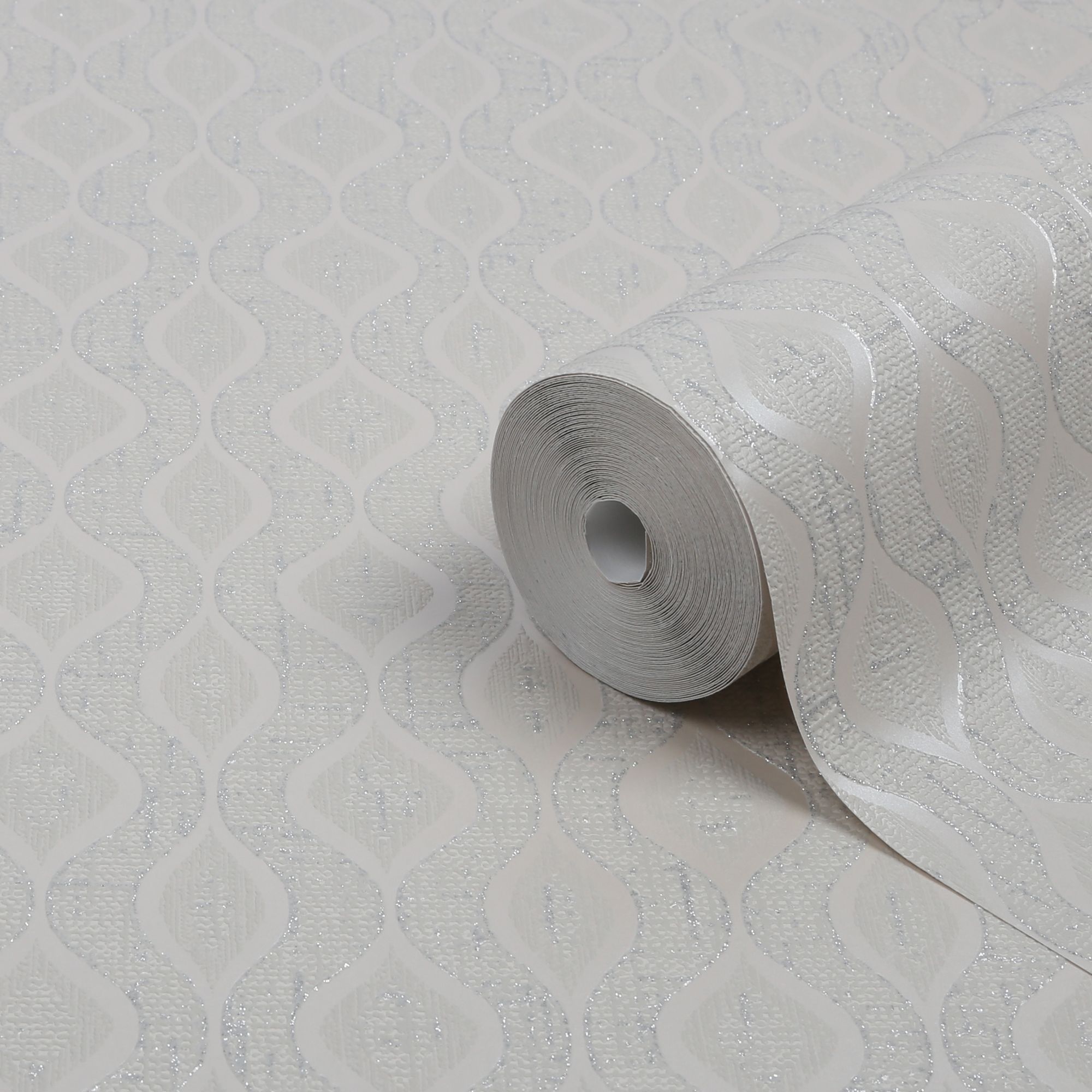 GoodHome Nitida Beige Art deco Glitter effect Textured Wallpaper Sample