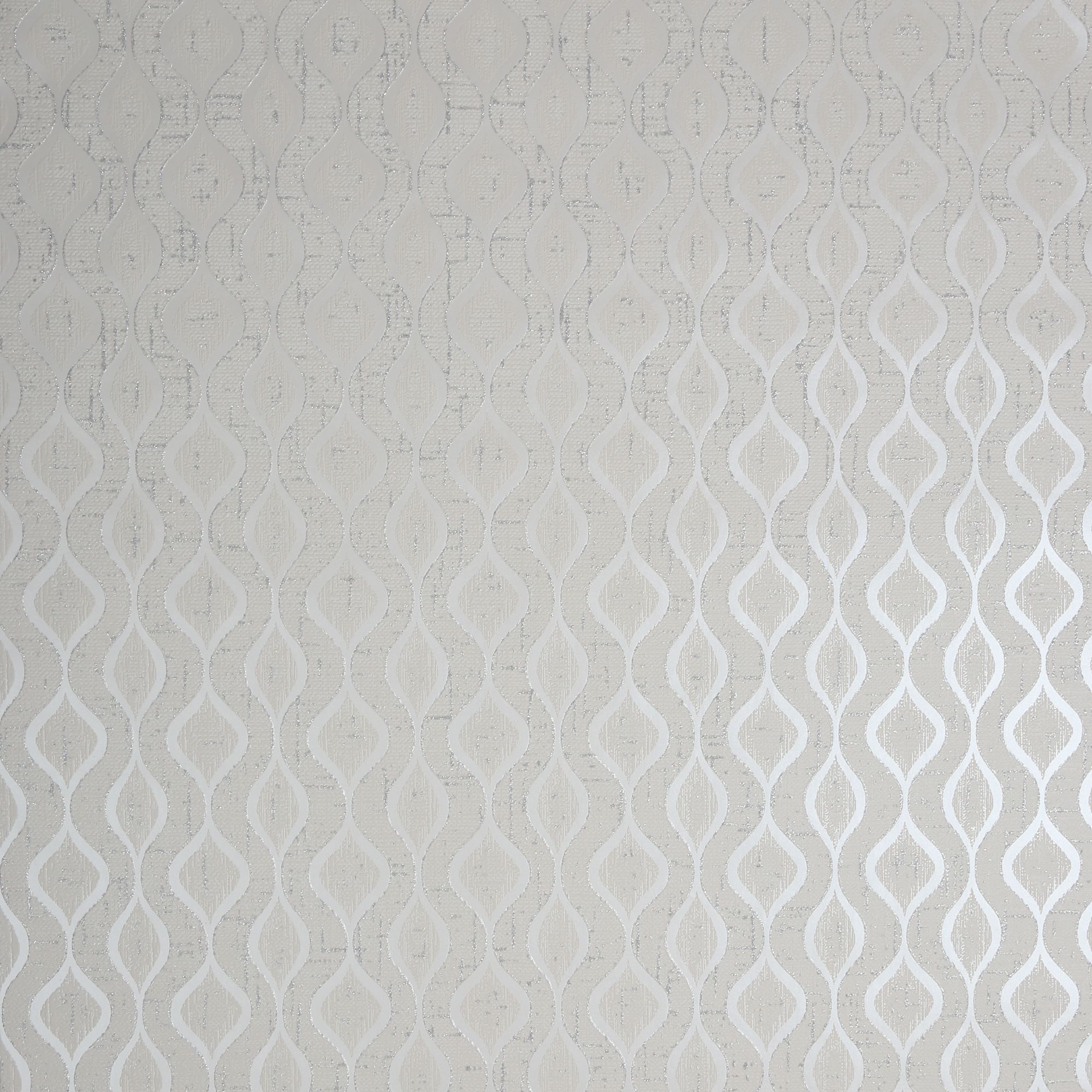 GoodHome Nitida Beige & white Glitter effect Art deco Textured Wallpaper Sample