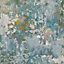 GoodHome Nivosa Teal Coloured concrete Plaster effect Embossed Wallpaper