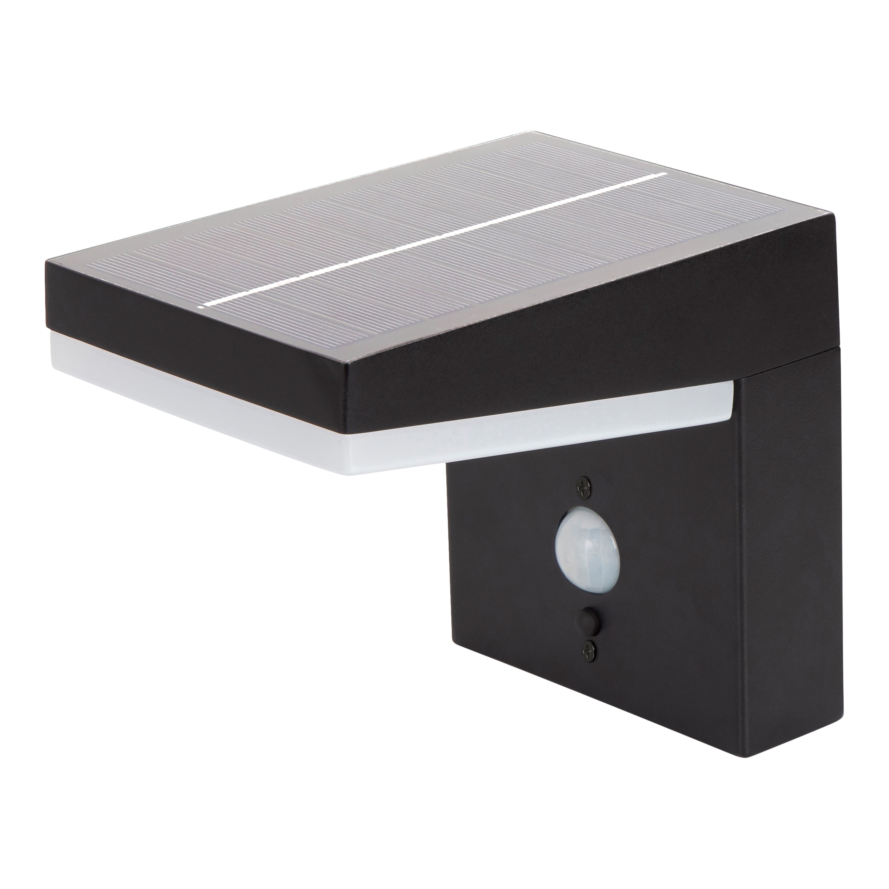 GoodHome Non-adjustable Black Solar-powered Integrated LED 6.3W PIR With motion sensor Rectangular Outdoor Wall light