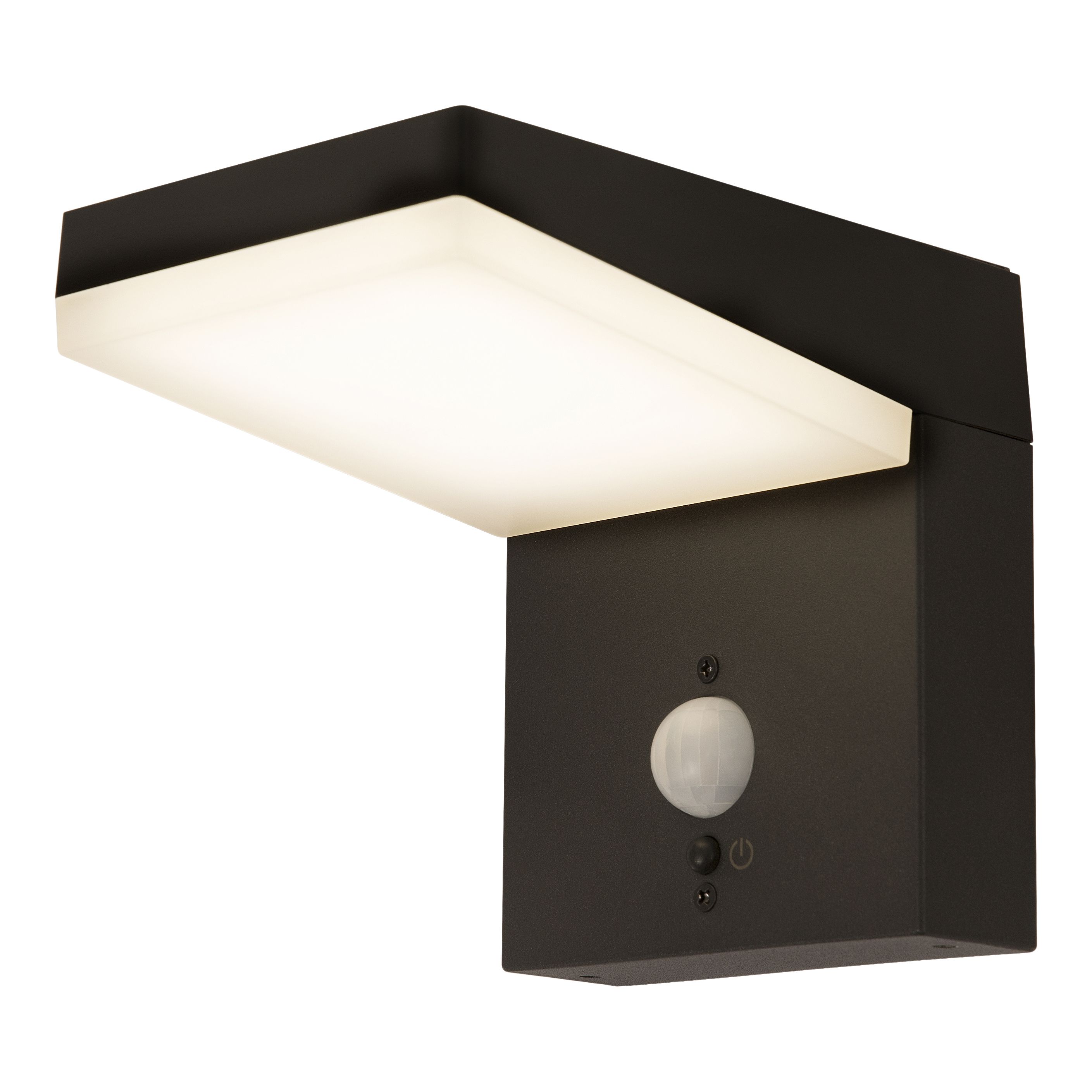 GoodHome Non-adjustable Black Solar-powered Integrated LED 6.3W PIR With motion sensor Rectangular Outdoor Wall light