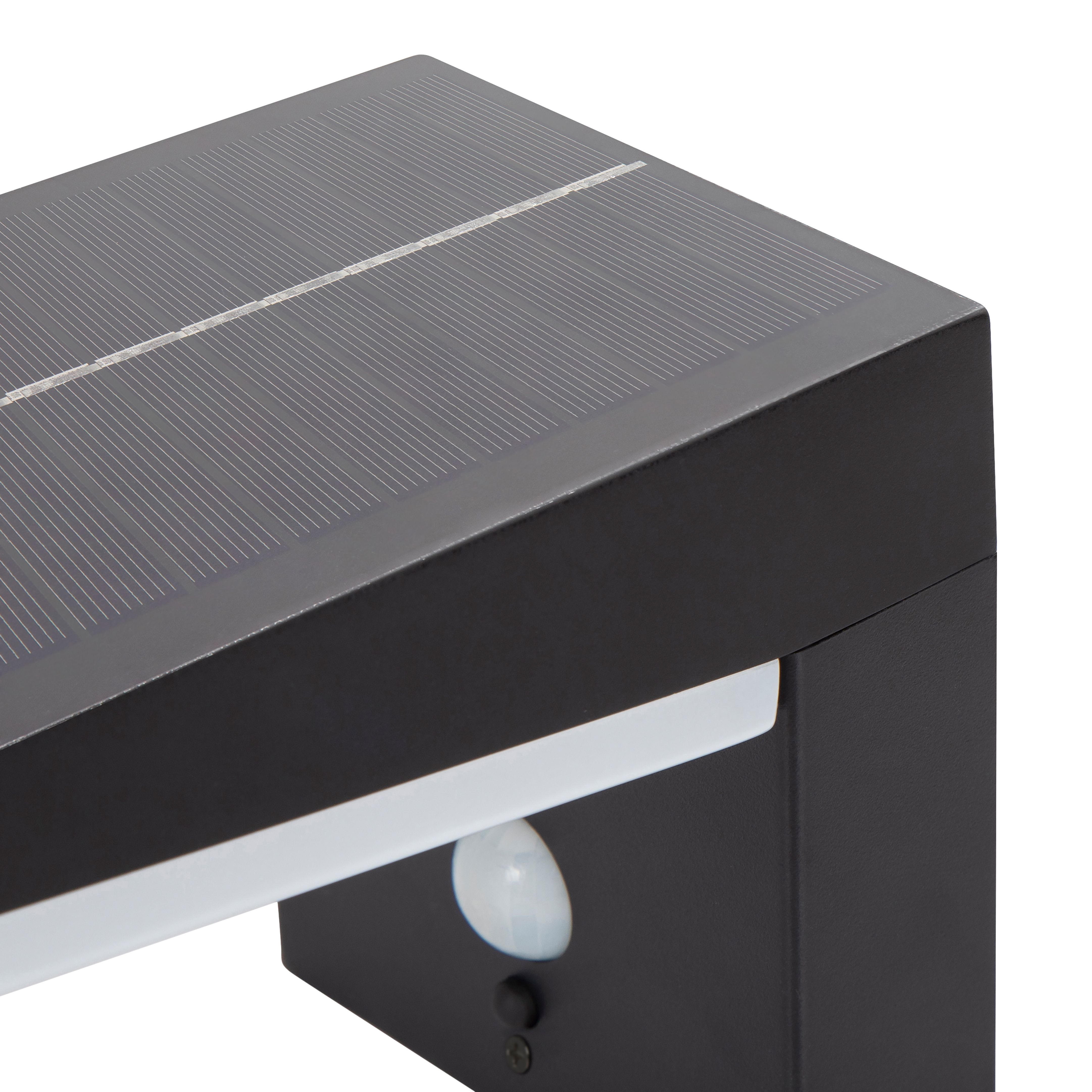 GoodHome Non-adjustable Black Solar-powered Integrated LED 6.3W PIR With motion sensor Rectangular Outdoor Wall light