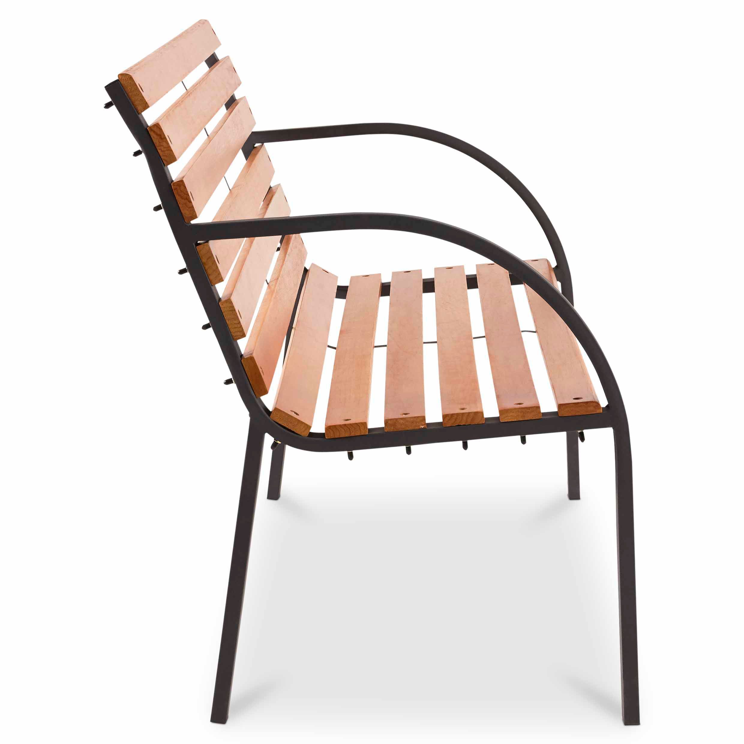 GoodHome Norfolk Natural & black Wooden 2 seater Bench (W)122cm (H)81cm