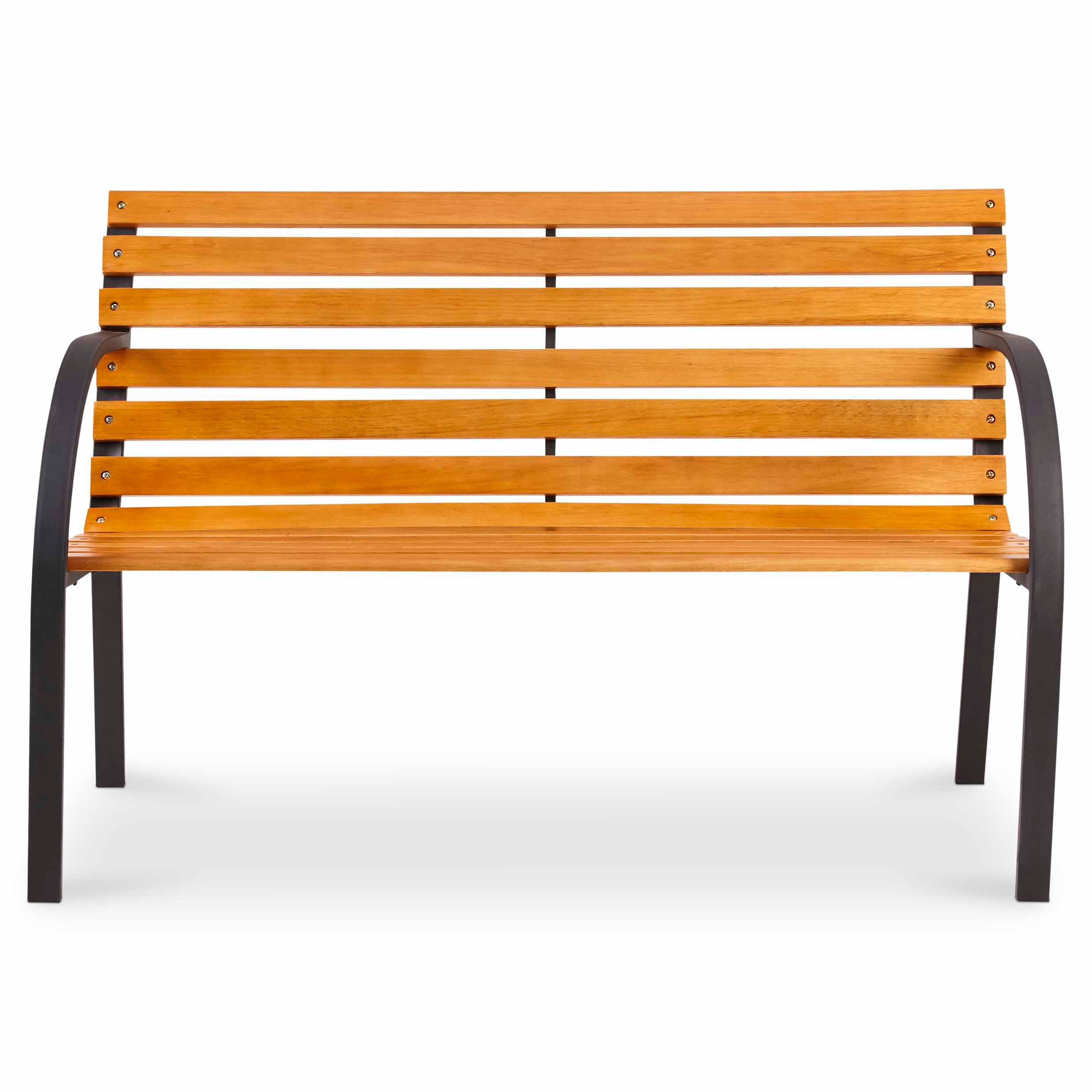 GoodHome Norfolk Natural & black Wooden 2 seater Bench (W)122cm (H)81cm