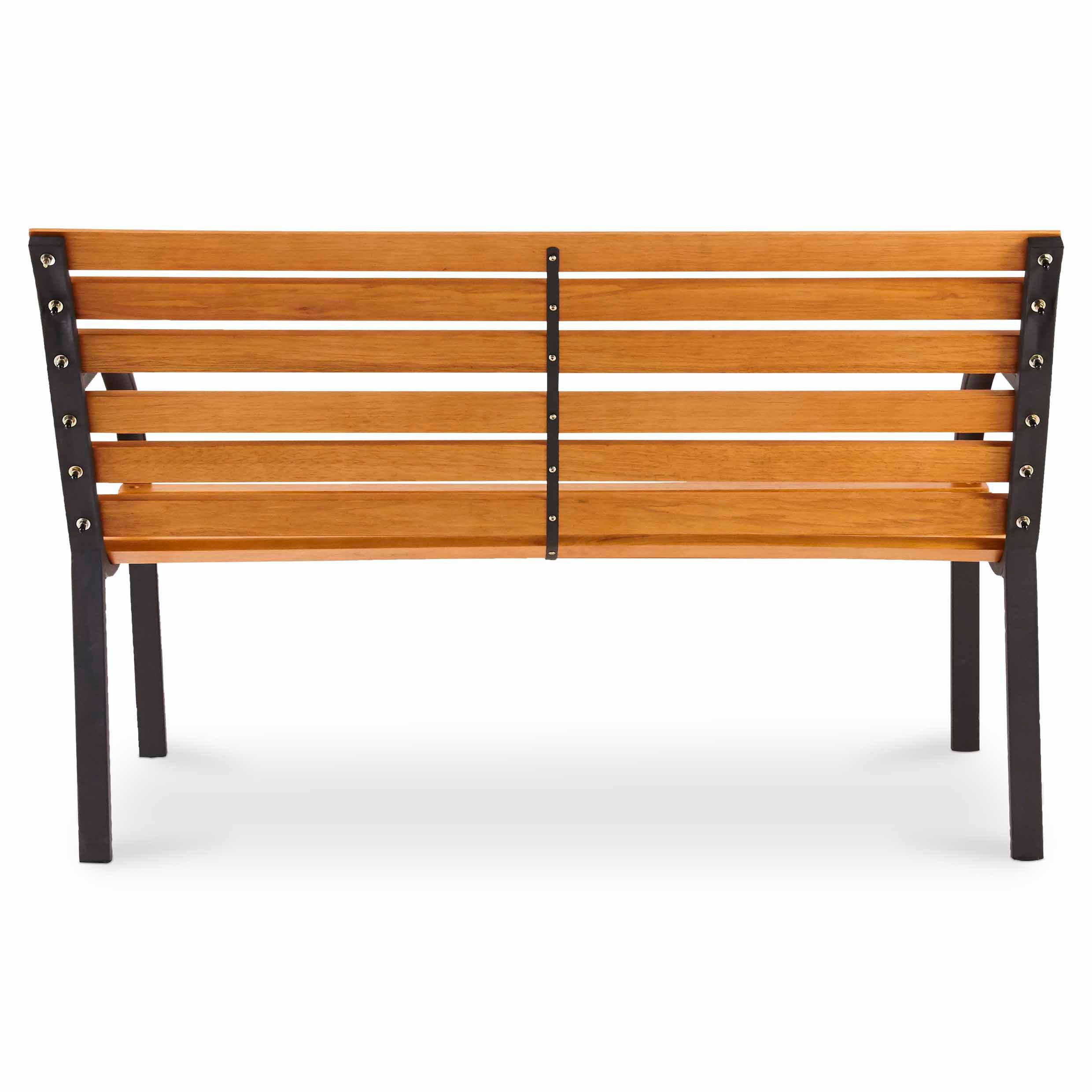GoodHome Norfolk Natural & black Wooden 2 seater Bench (W)122cm (H)81cm