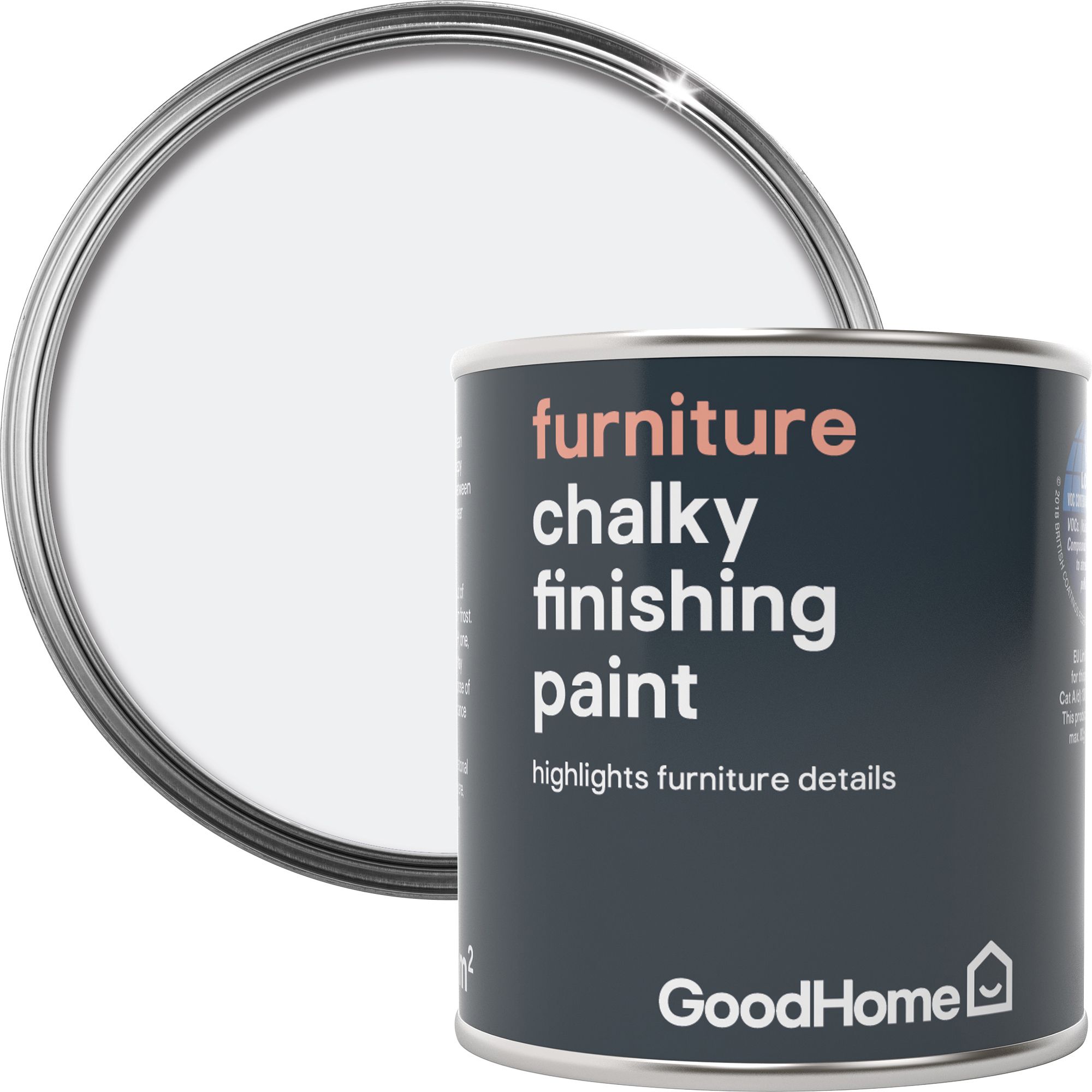 GoodHome North pole (Brilliant white) Chalky effect Furniture paint, 125ml