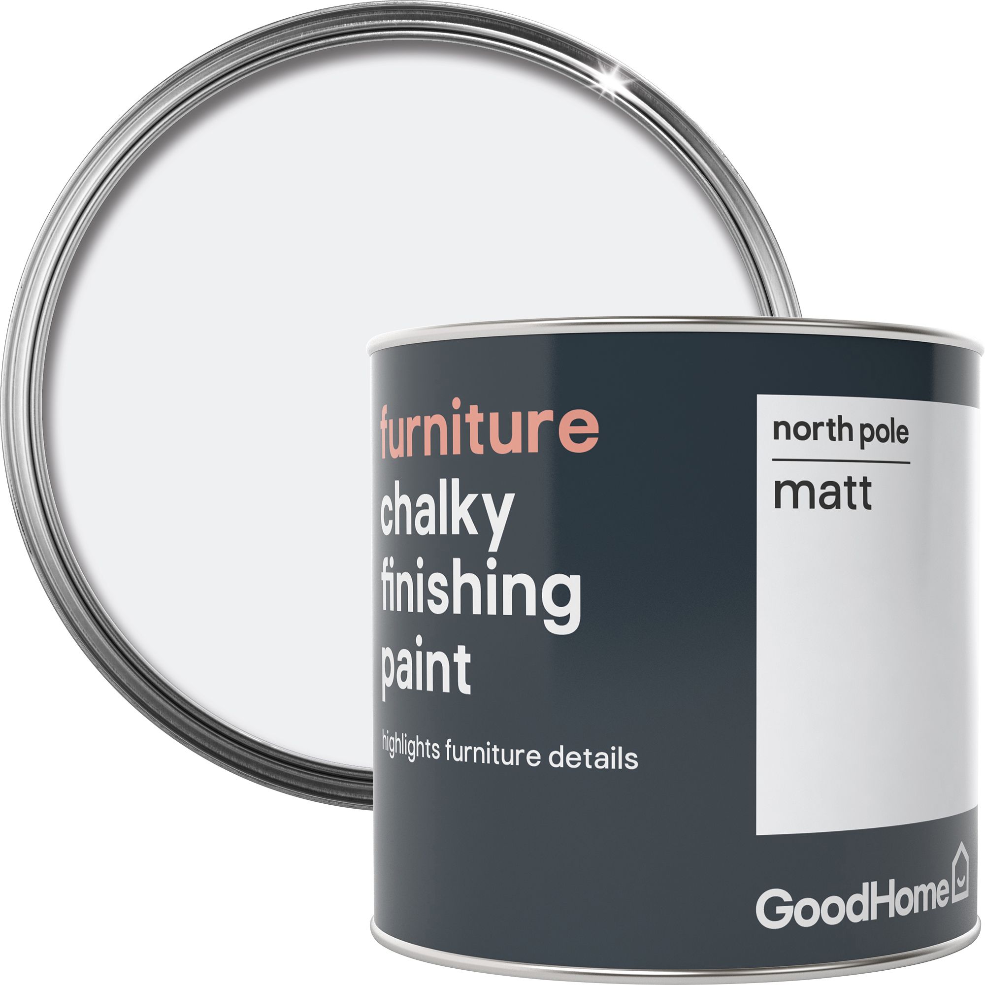 GoodHome North pole (brilliant white) Chalky effect Furniture paint, 500ml