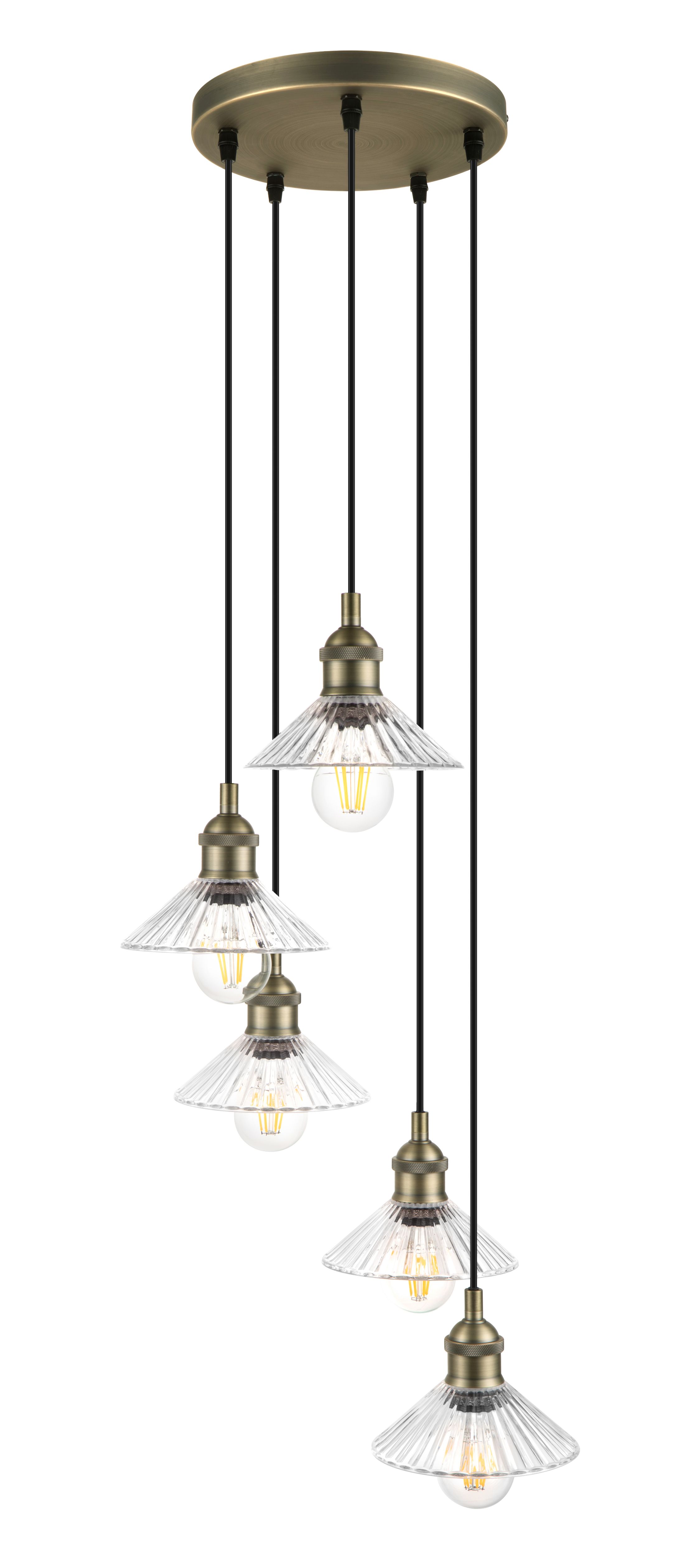 GoodHome Northwich Round Satin Pewter effect 5 Lamp LED Pendant ceiling light, (Dia)250mm