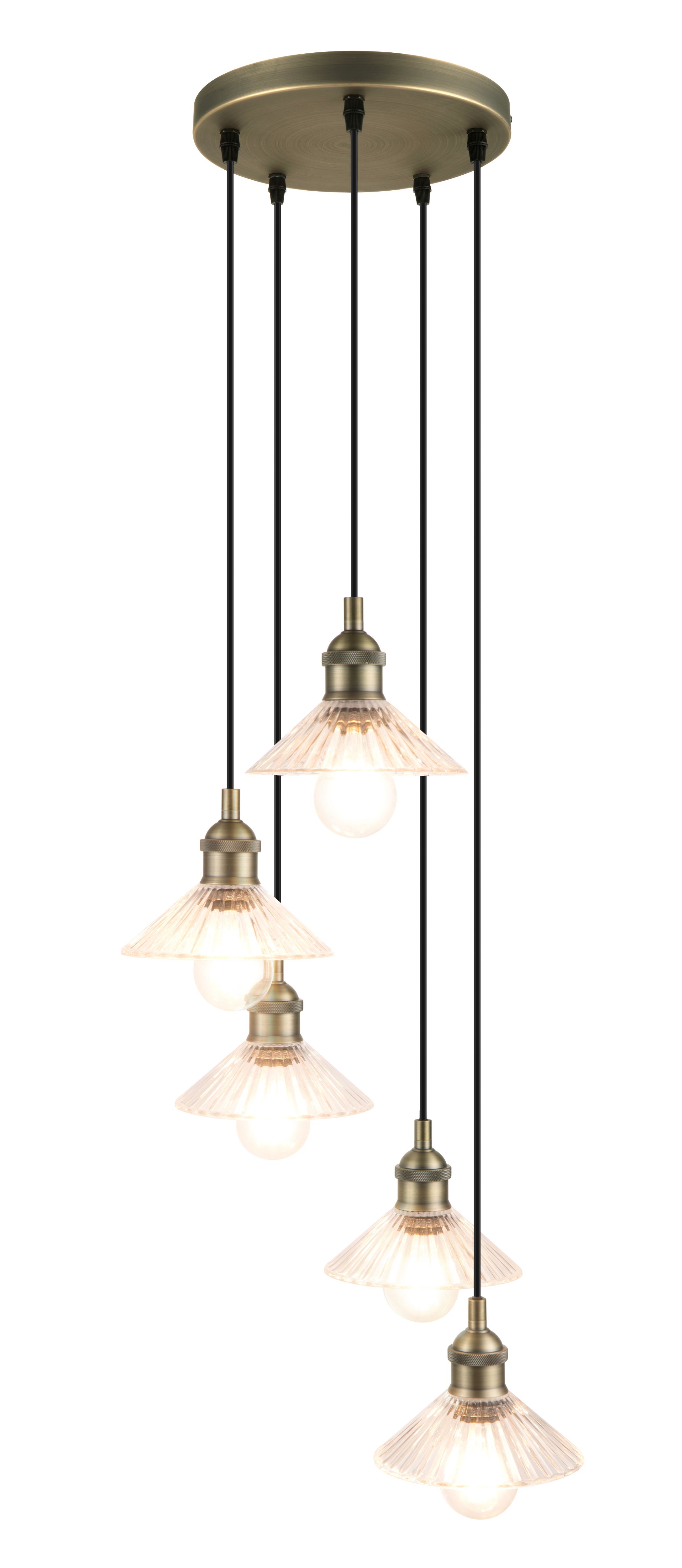 GoodHome Northwich Round Satin Pewter effect 5 Lamp LED Pendant ceiling light, (Dia)250mm