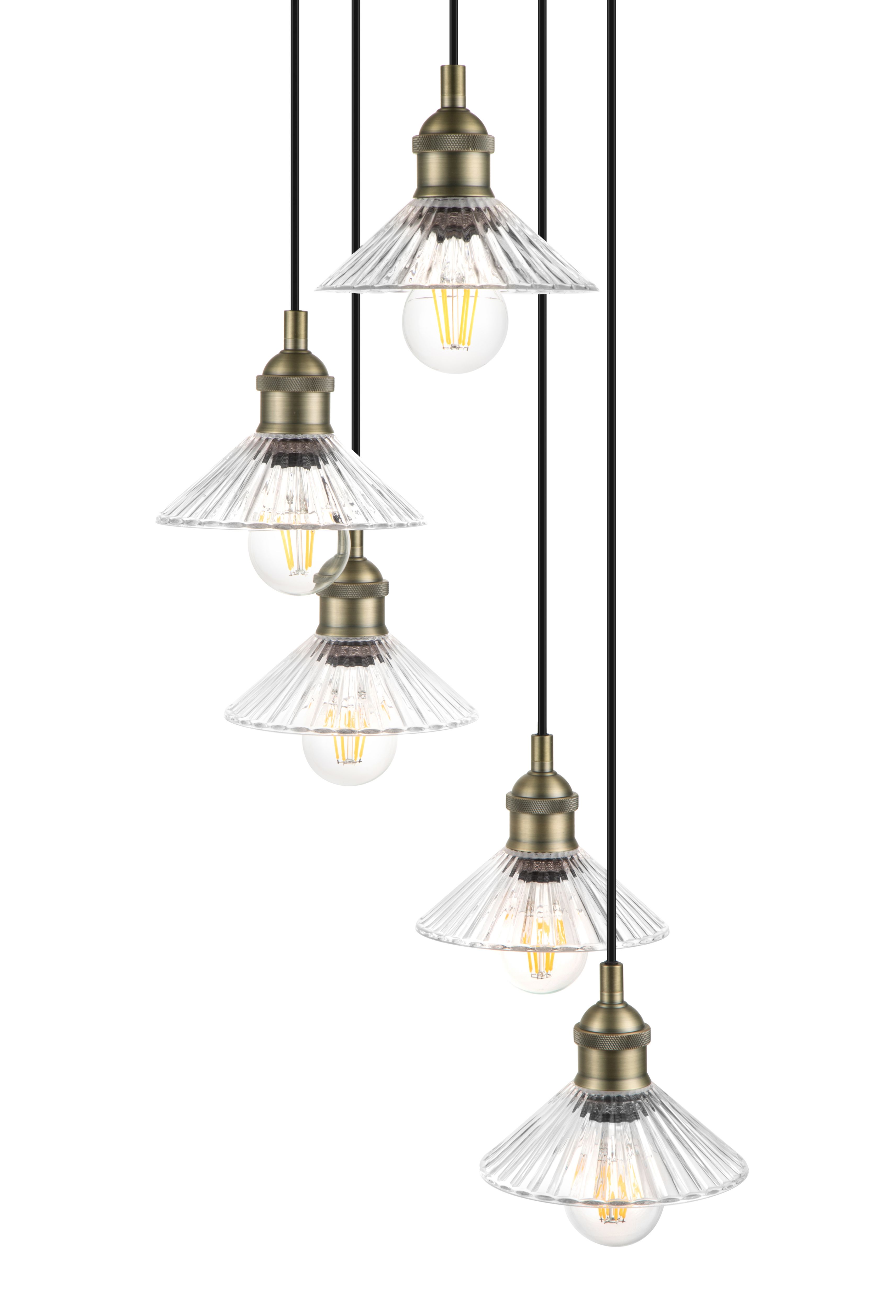 GoodHome Northwich Round Satin Pewter effect 5 Lamp LED Pendant ceiling light, (Dia)250mm