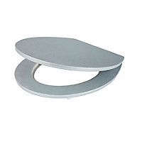 GoodHome Nosara Silver Glitter effect Bottom fix Standard close Toilet seat