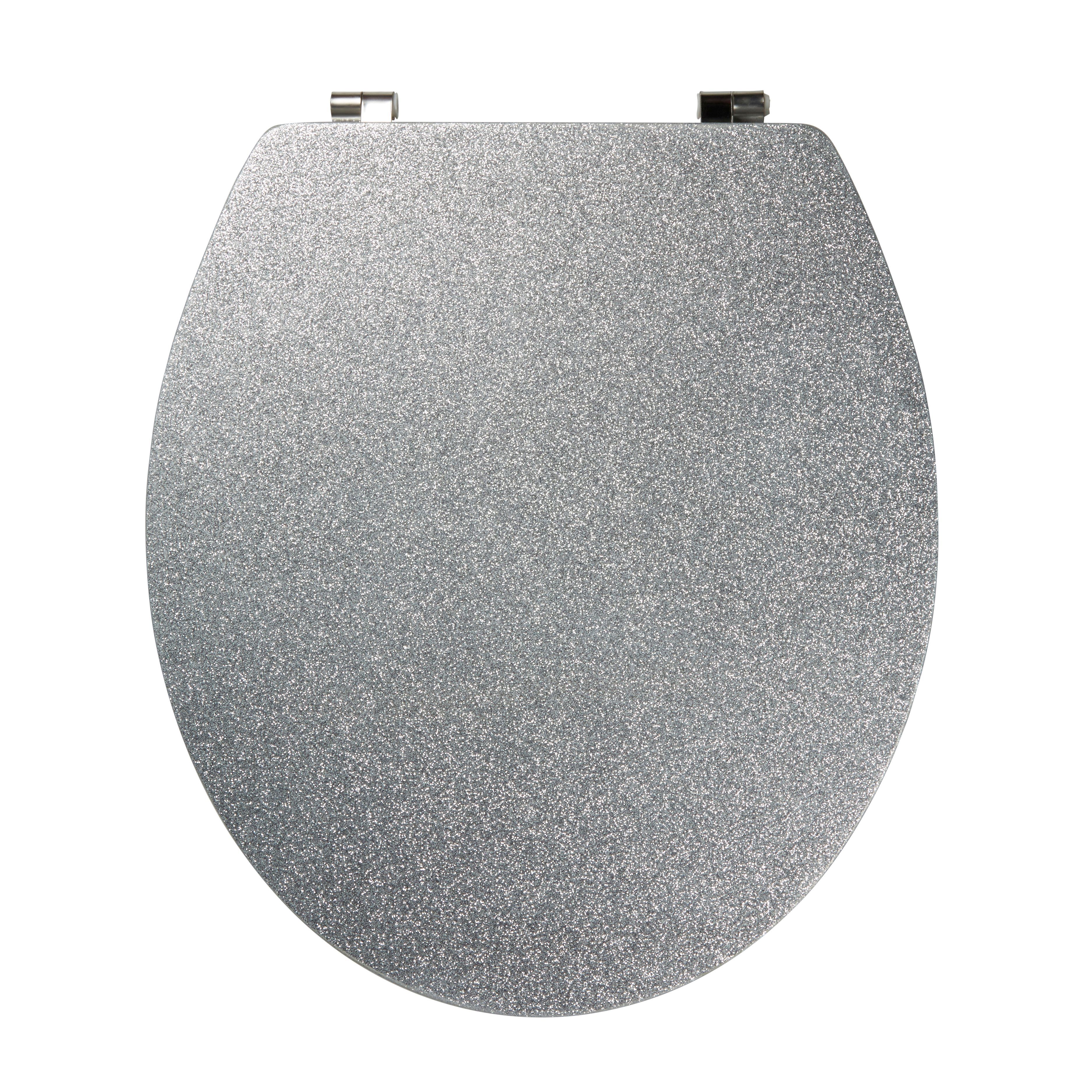 GoodHome Nosara Silver Glitter effect Round Standard close Toilet