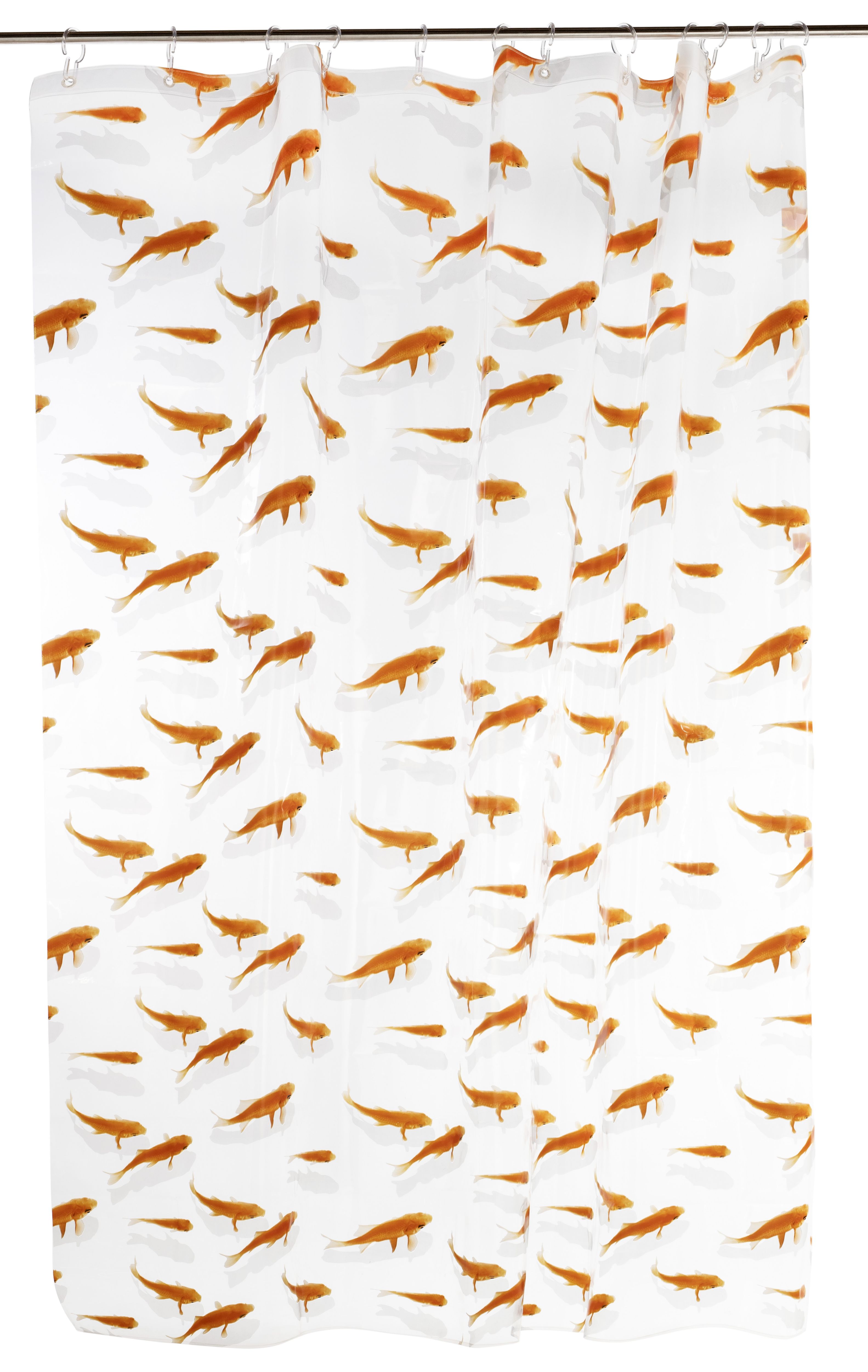 GoodHome Nosara Transparent & orange Goldfish Shower curtain (H)200cm (W)180cm