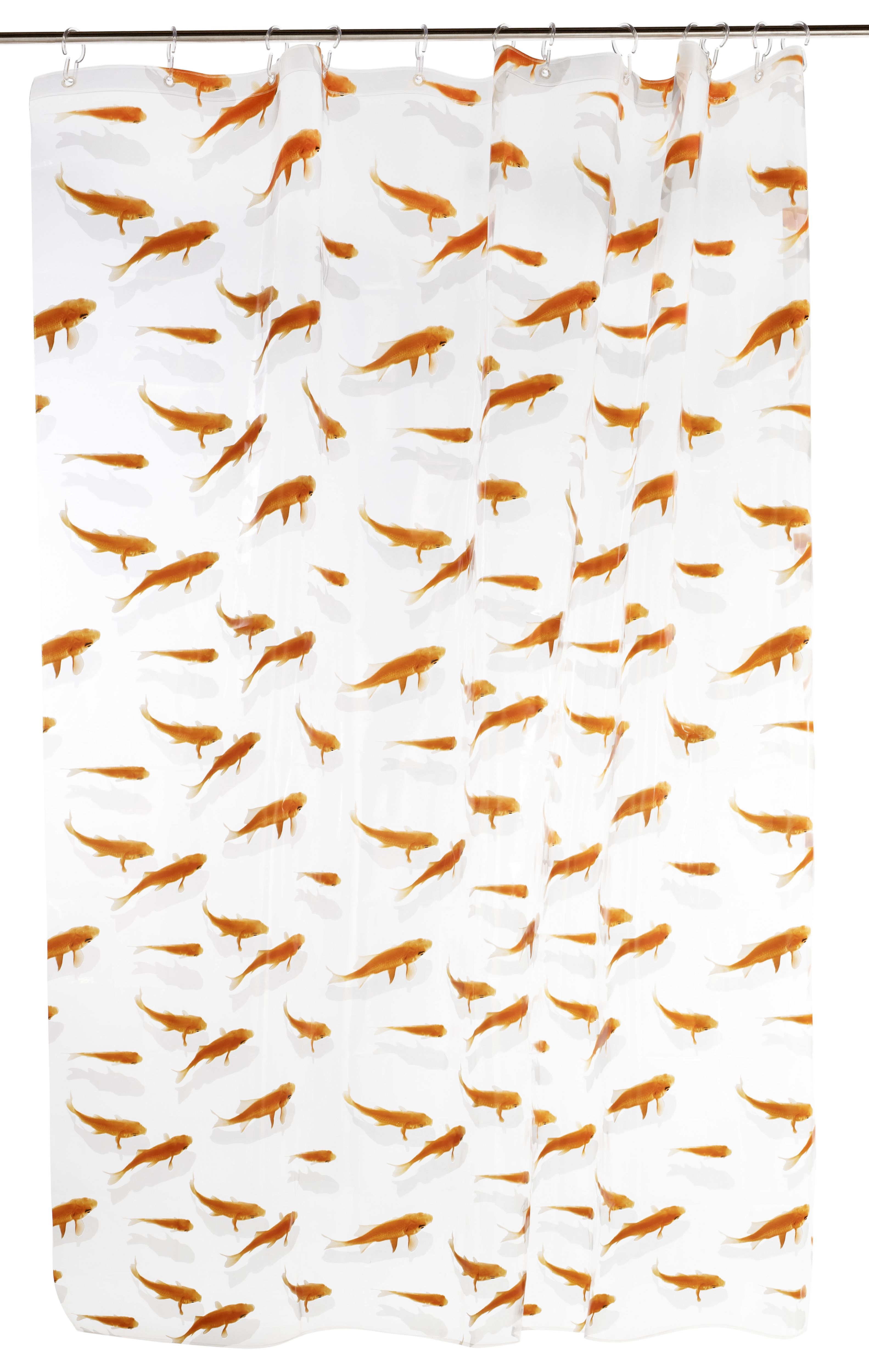 GoodHome Nosara Transparent & orange Goldfish Shower curtain (H)200cm (W)180cm