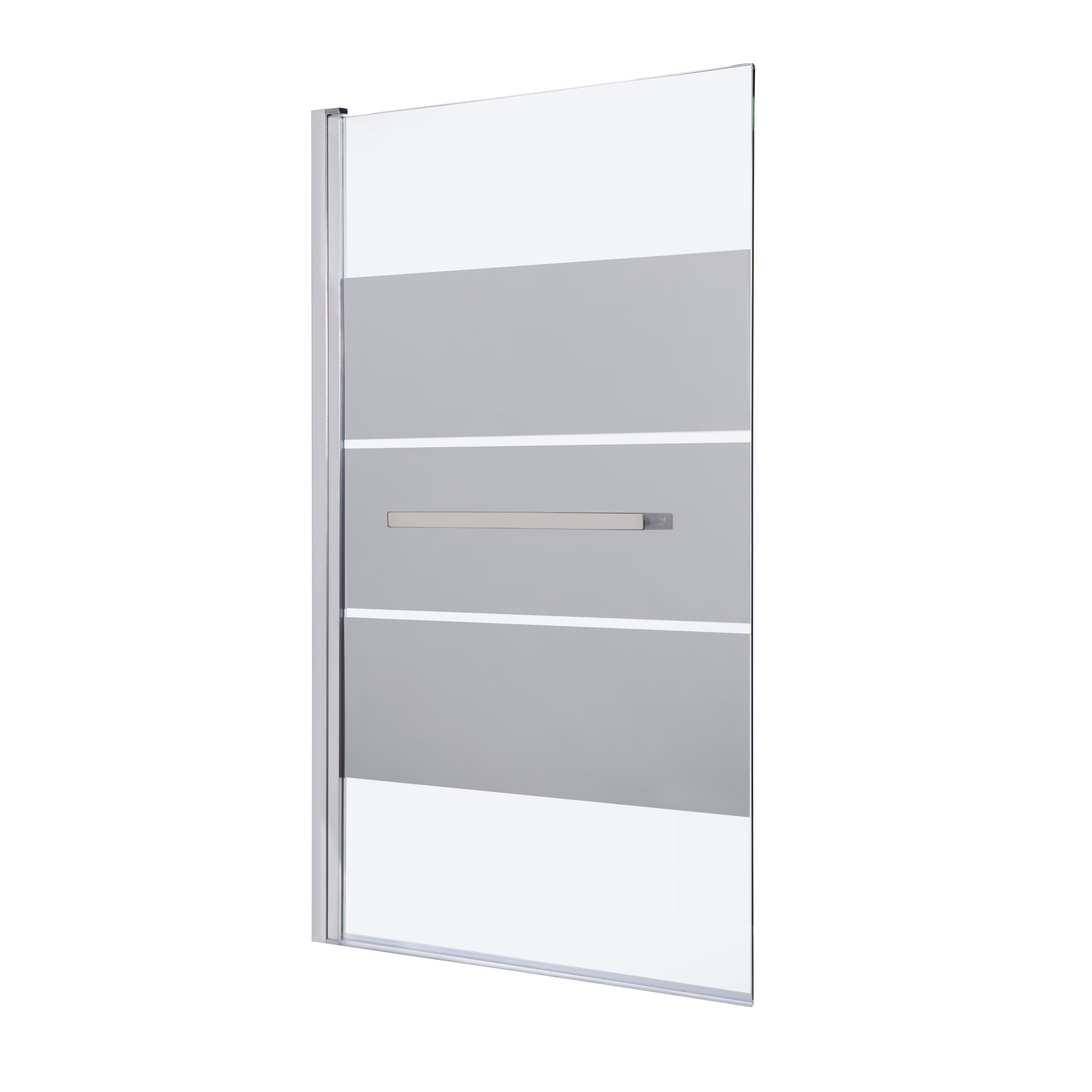 GoodHome Nubia Straight 1 panel Silver effect frame Bath screen, (W) 950mm (H) 1500mm