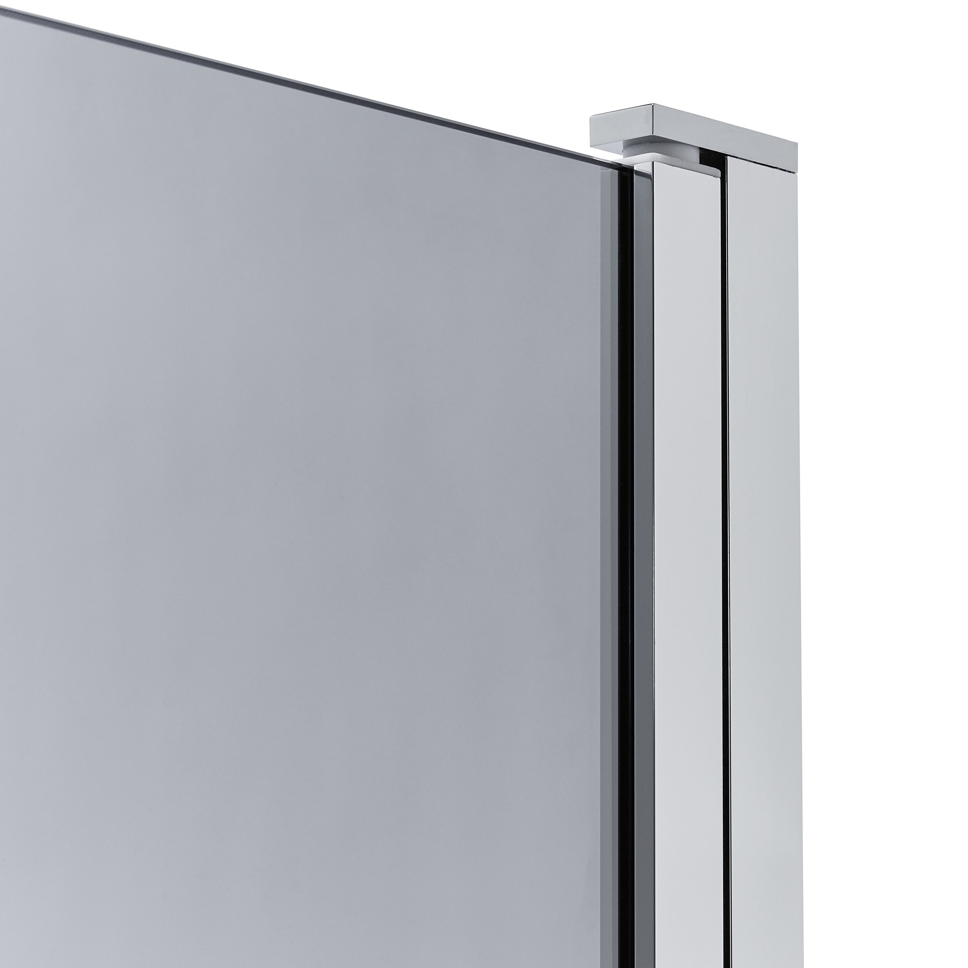 GoodHome Nubia Straight 1 panel Smoked grey Silver effect frame Bath screen, (H)150cm (W)950mm