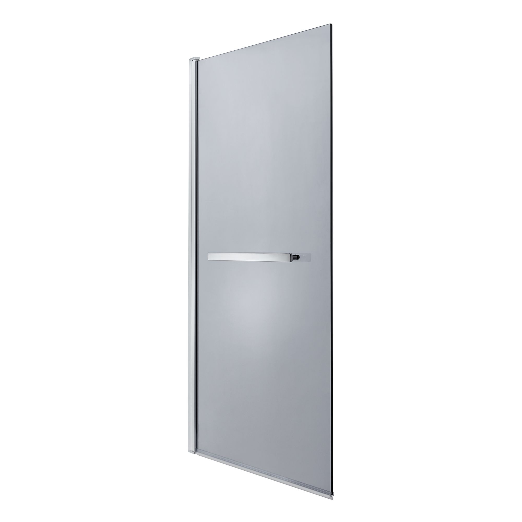 GoodHome Nubia Straight 1 panel Smoked grey Silver effect frame Bath screen, (W) 950mm (H) 1500mm