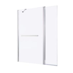 GoodHome Nubia Straight 2 panel Clear Silver effect frame Bath screen, (W) 1240mm (H) 1500mm