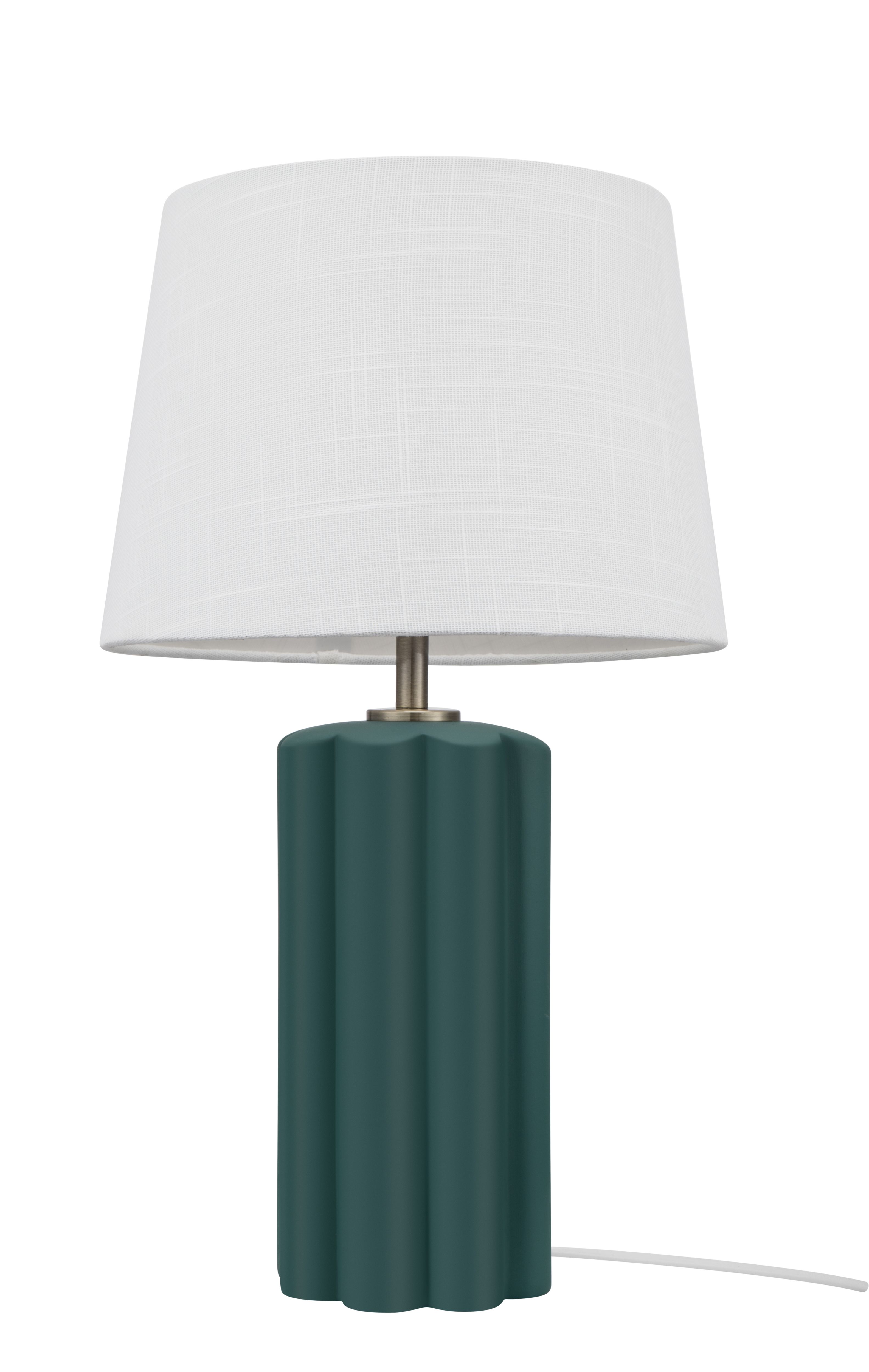GoodHome Nuneaton Green & white Antique brass effect Straight Table lamp