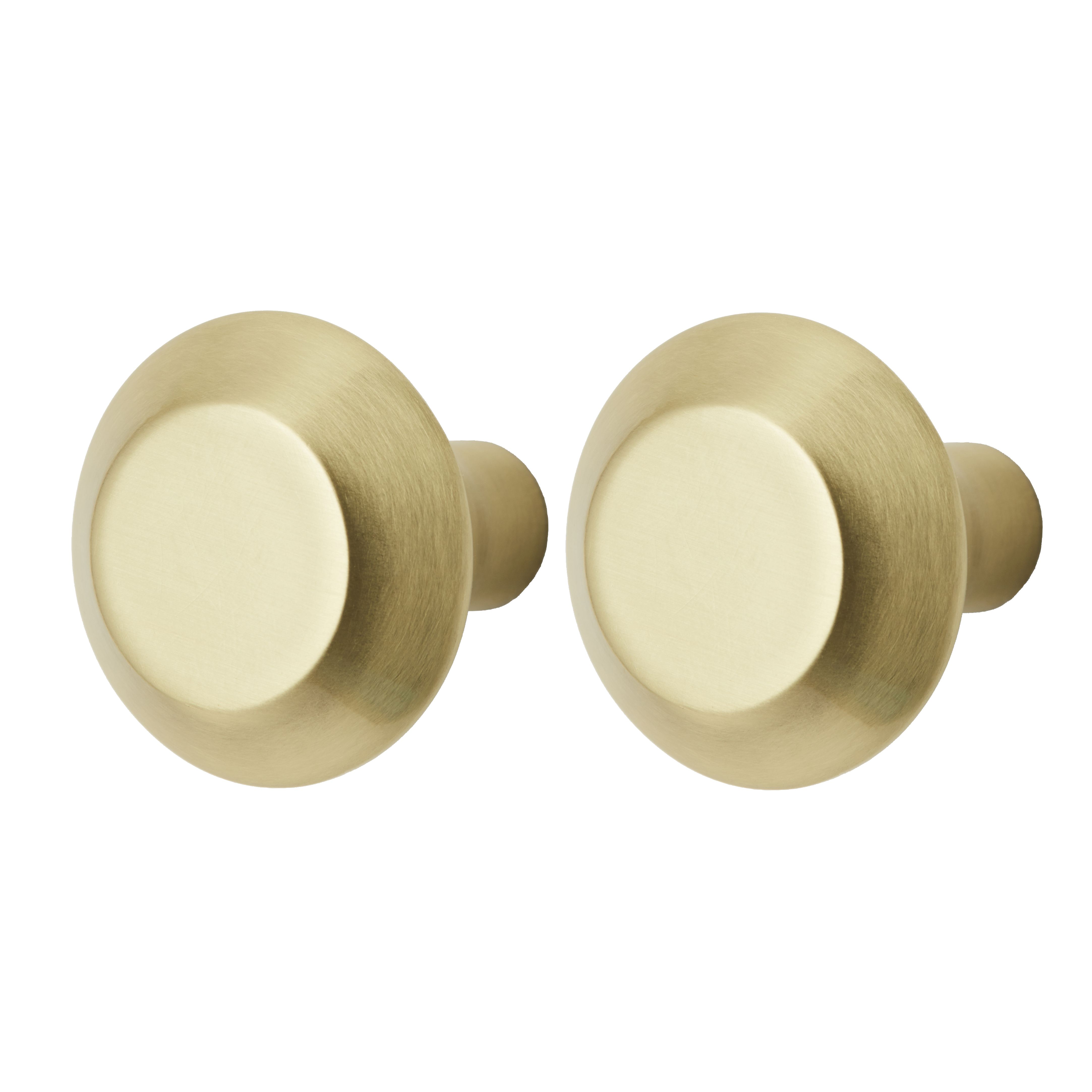 GoodHome Nutmeg Brass effect Kitchen Cabinet Round Handle (L)3.2cm (D)32mm, Pack of 2